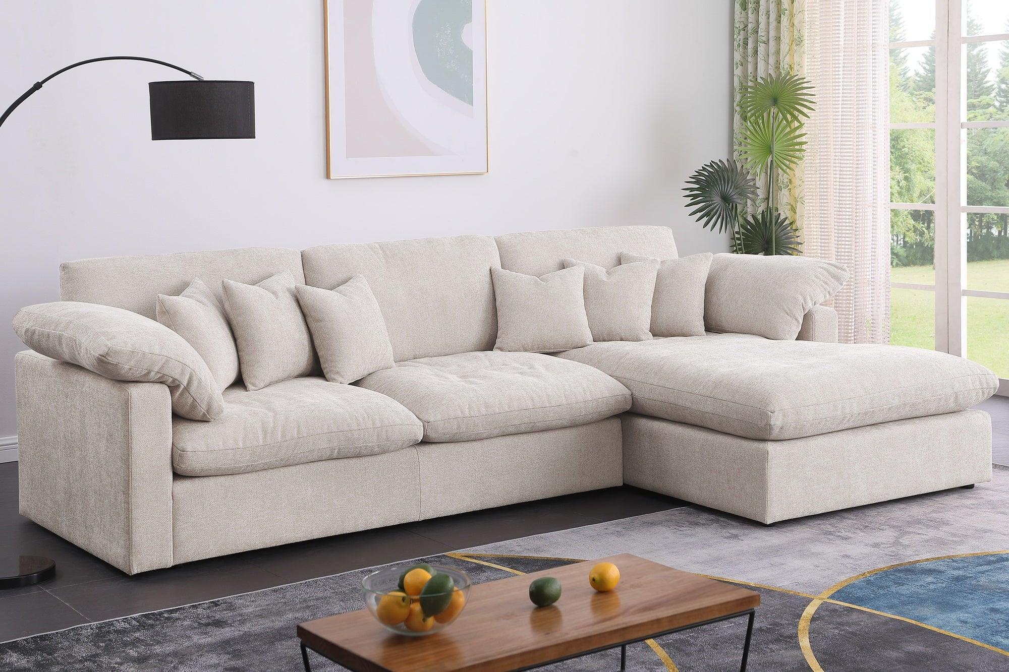 Osaka 3-Seater Couch with Chaise in Dark Grey and Beige – Modern, Comfortable, and Spacious Sofa with Plush Cushions & Matching Pillow