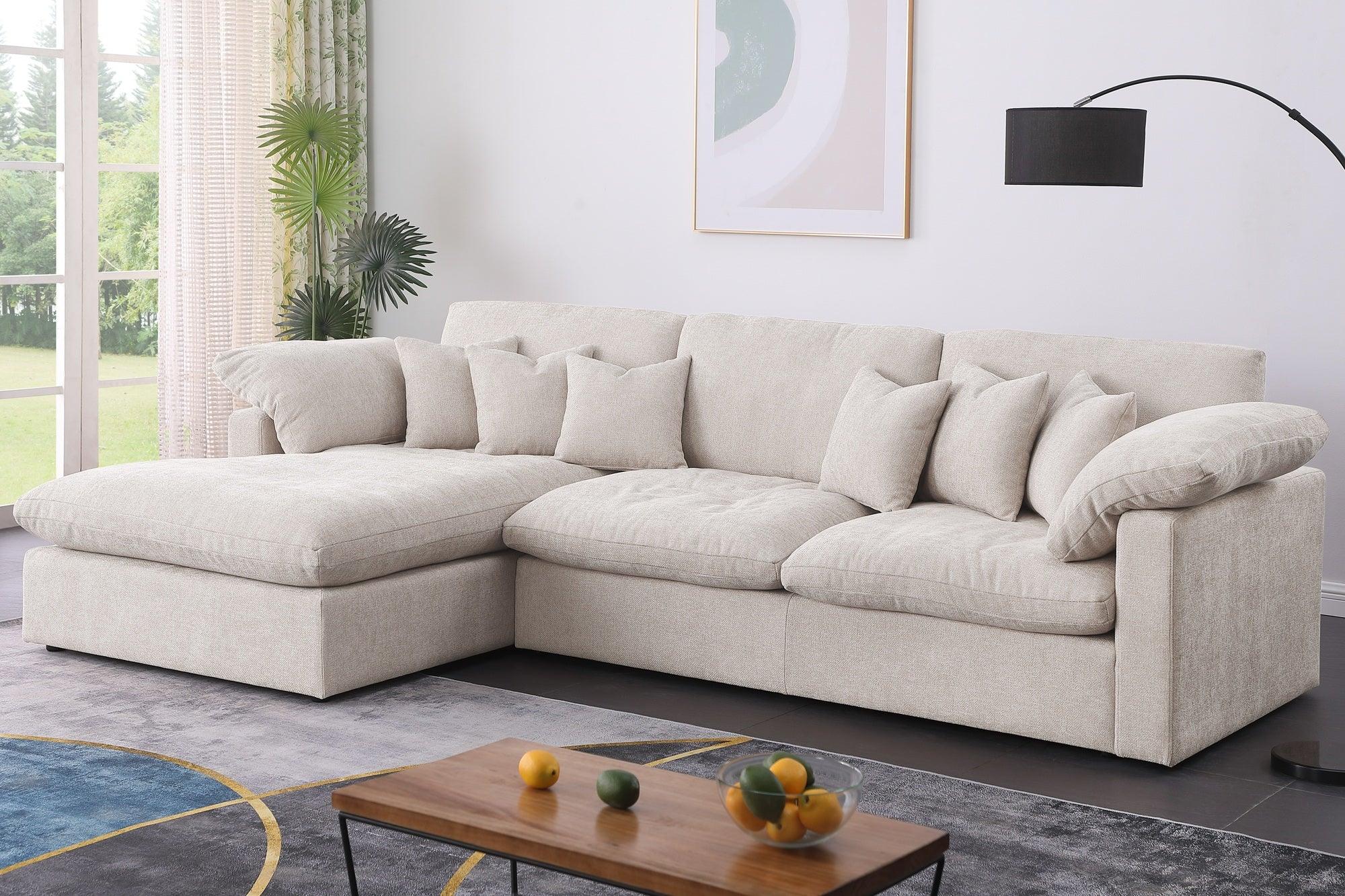 Osaka 3-Seater Couch with Chaise in Dark Grey and Beige – Modern, Comfortable, and Spacious Sofa with Plush Cushions & Matching Pillow