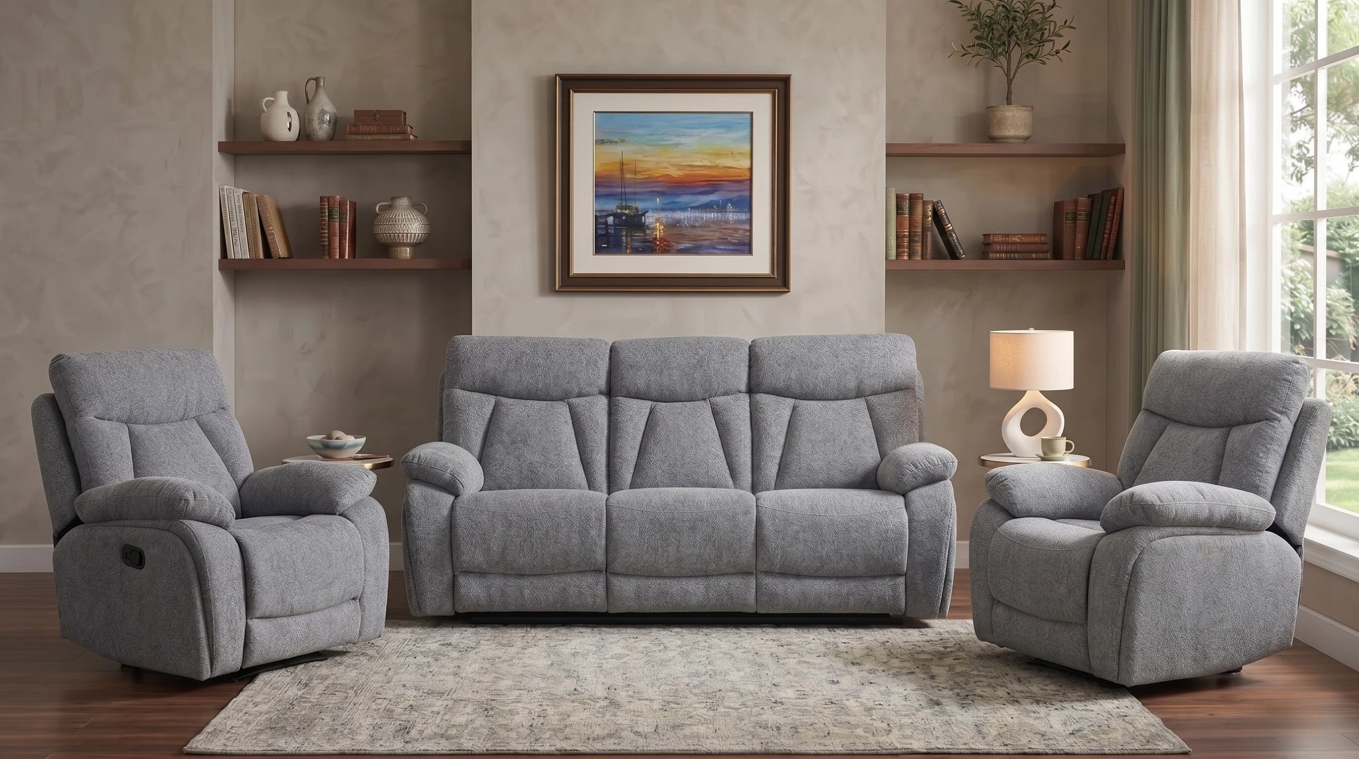 Baker 3+1+1 Dark Grey Recliner Package