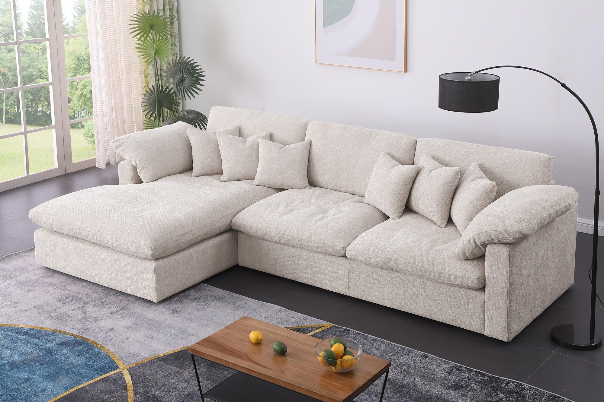 Osaka 3-Seater Couch with Chaise in Dark Grey and Beige – Modern, Comfortable, and Spacious Sofa with Plush Cushions & Matching Pillow
