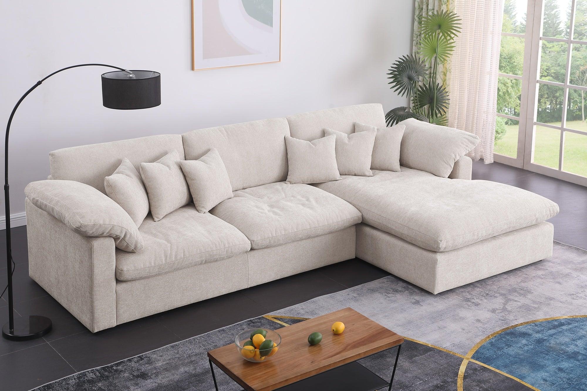 Osaka 3-Seater Couch with Chaise in Dark Grey and Beige – Modern, Comfortable, and Spacious Sofa with Plush Cushions & Matching Pillow