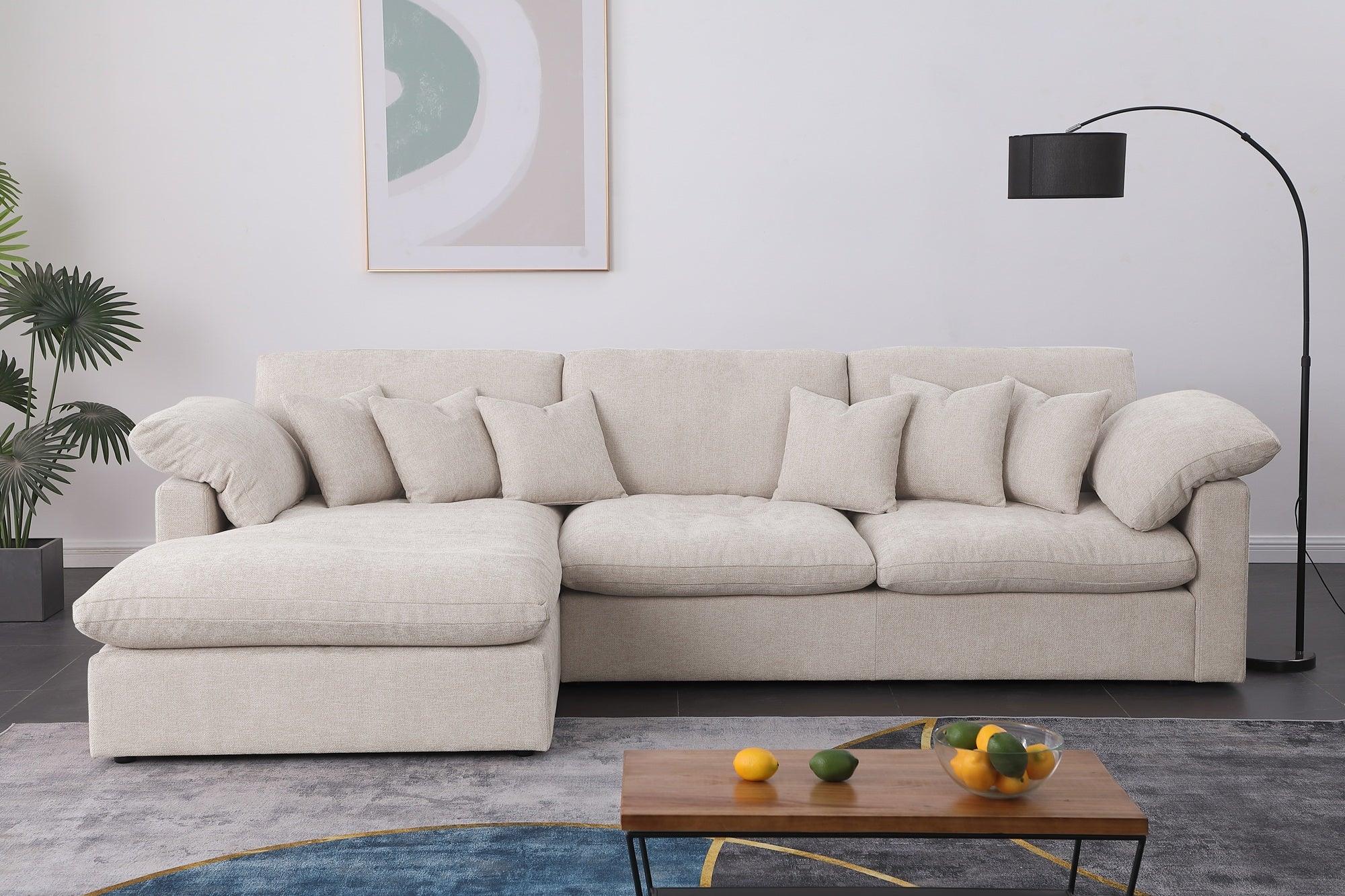 Osaka 3-Seater Couch with Chaise in Dark Grey and Beige – Modern, Comfortable, and Spacious Sofa with Plush Cushions & Matching Pillow