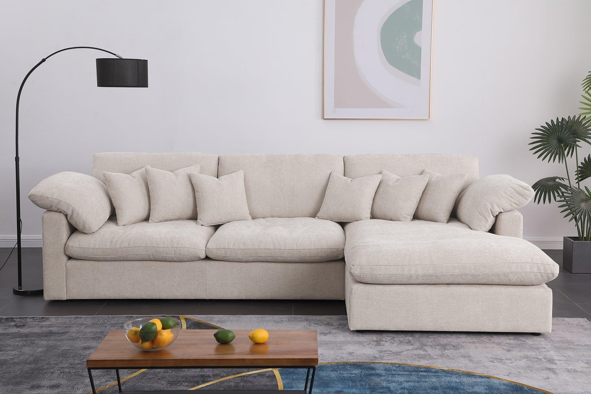 Osaka 3-Seater Couch with Chaise in Dark Grey and Beige – Modern, Comfortable, and Spacious Sofa with Plush Cushions & Matching Pillow