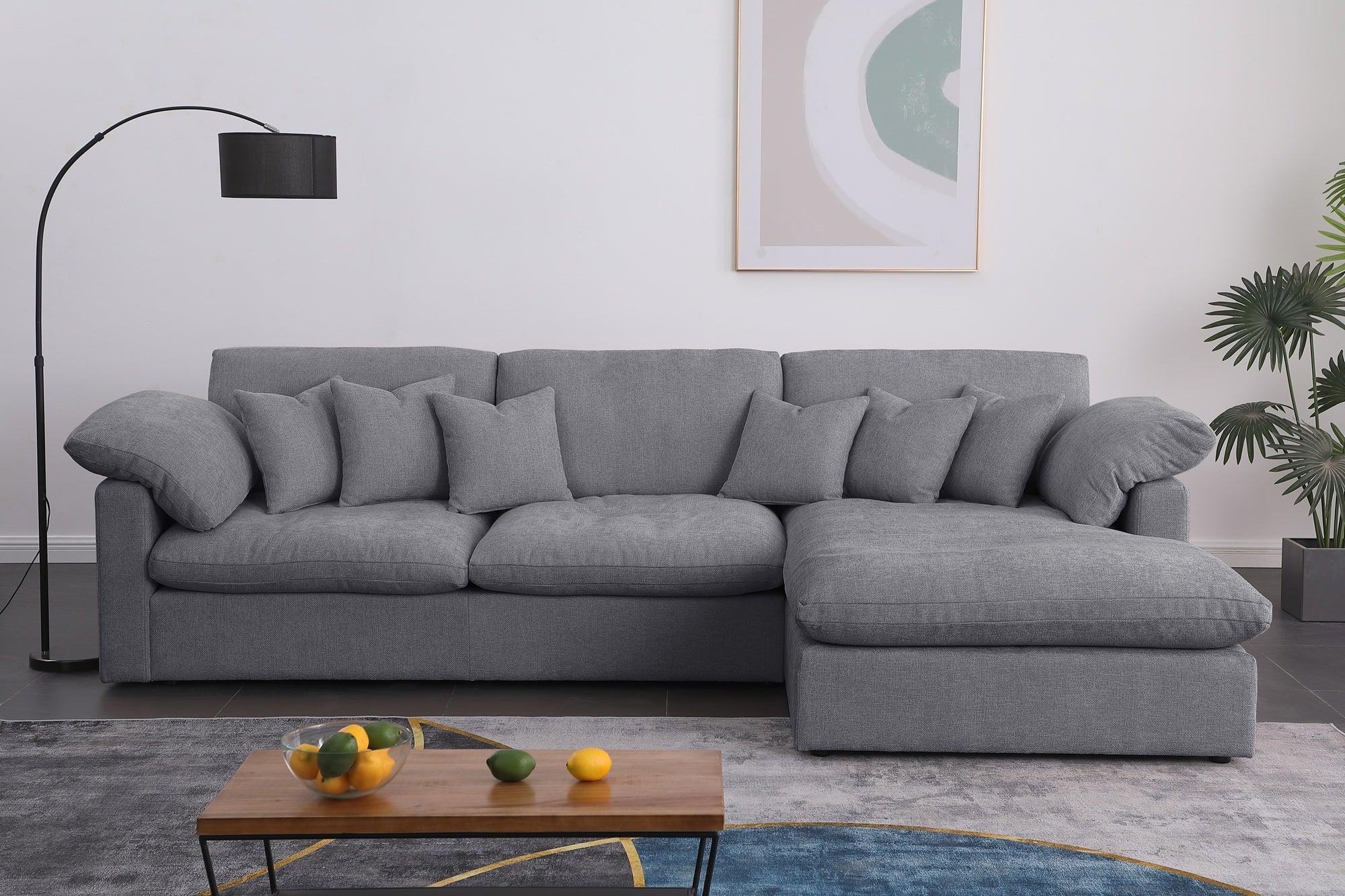 Osaka 3-Seater Couch with Chaise in Dark Grey and Beige – Modern, Comfortable, and Spacious Sofa with Plush Cushions & Matching Pillow