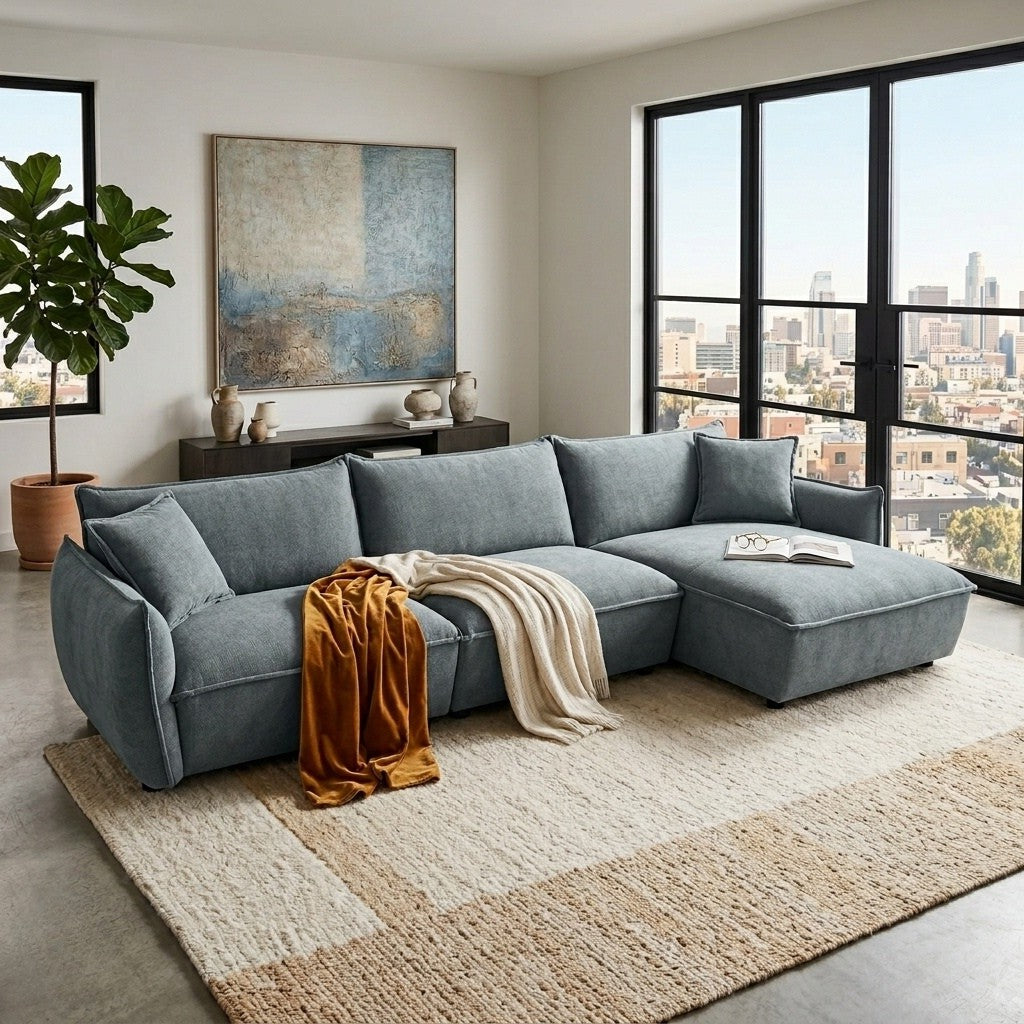 Opal L-Shaped Fabric Lounge with Chaise