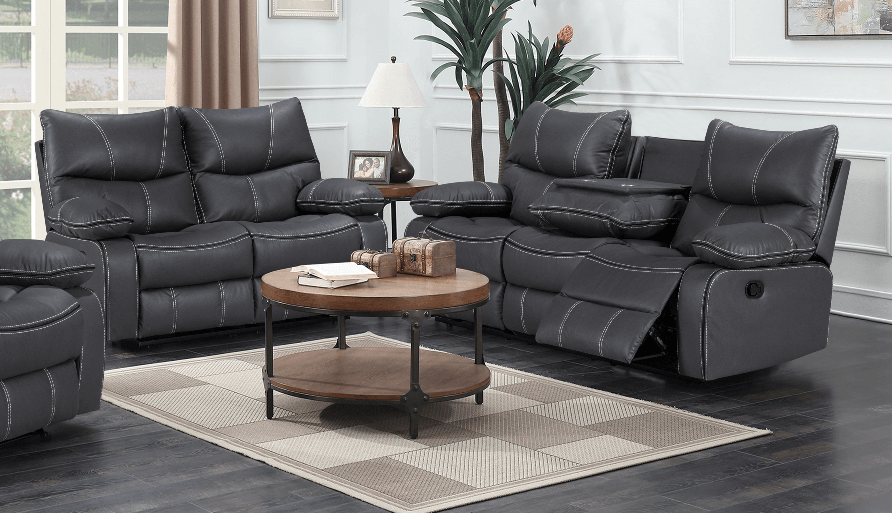 Brooke Manual 3+2 Black Recliner Package