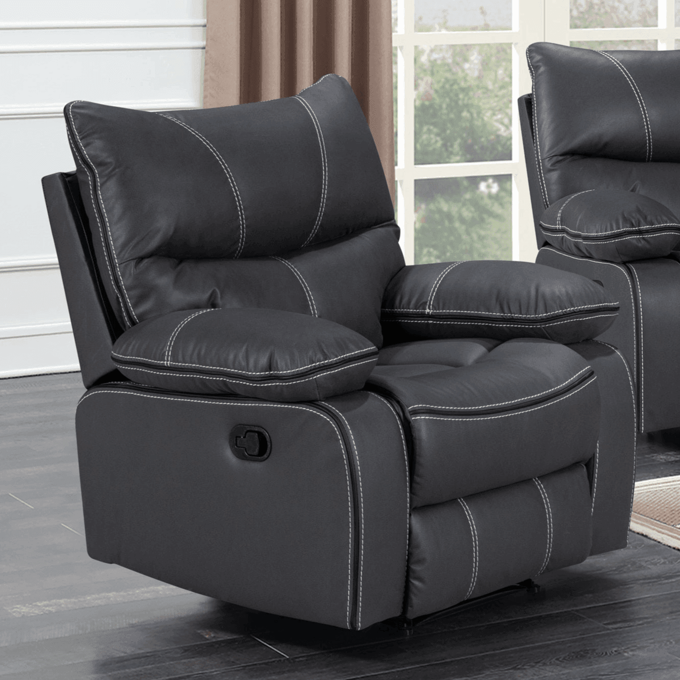 Brooke Manual 3+1+1 Black Recliners Package