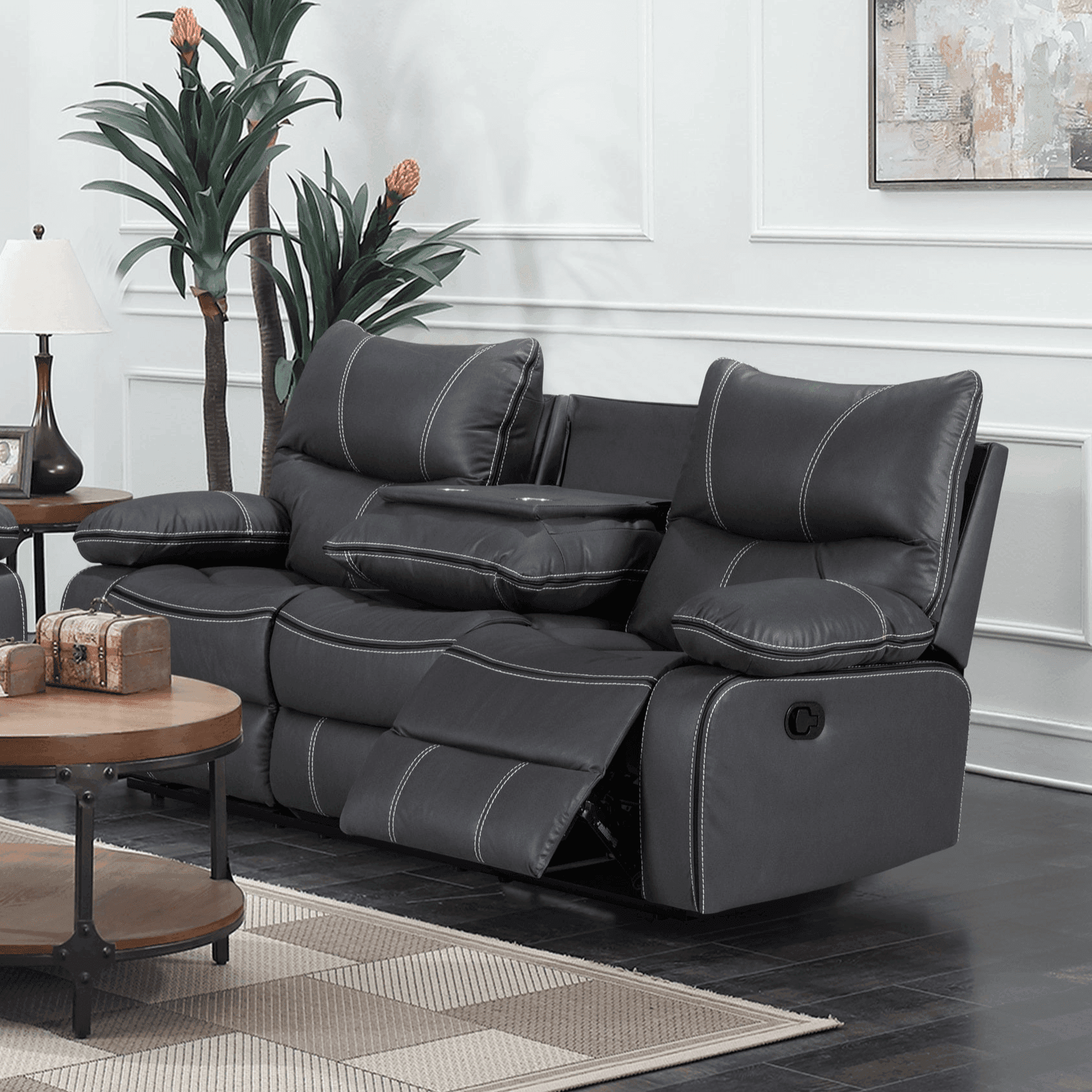 Brooke Manual 3+1+1 Black Recliners Package