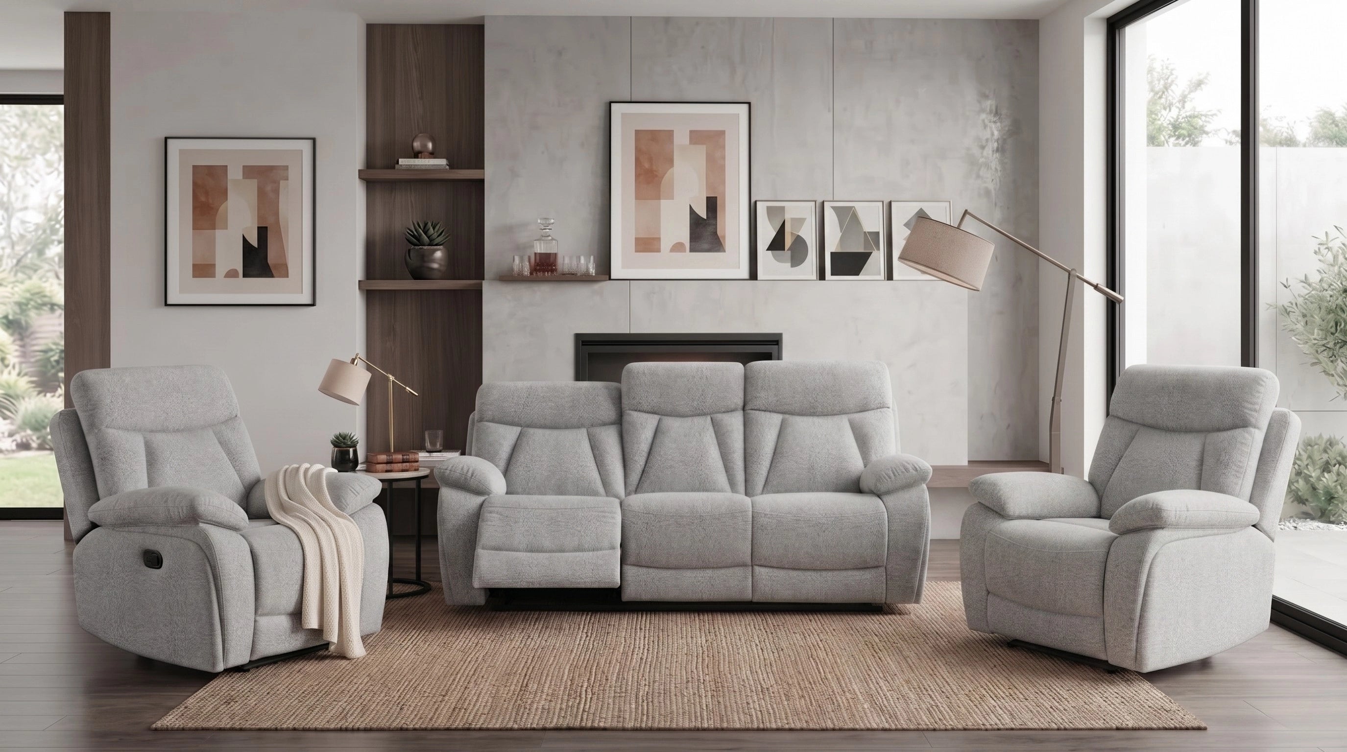 Baker 3+1+1 Light Grey Recliner Package