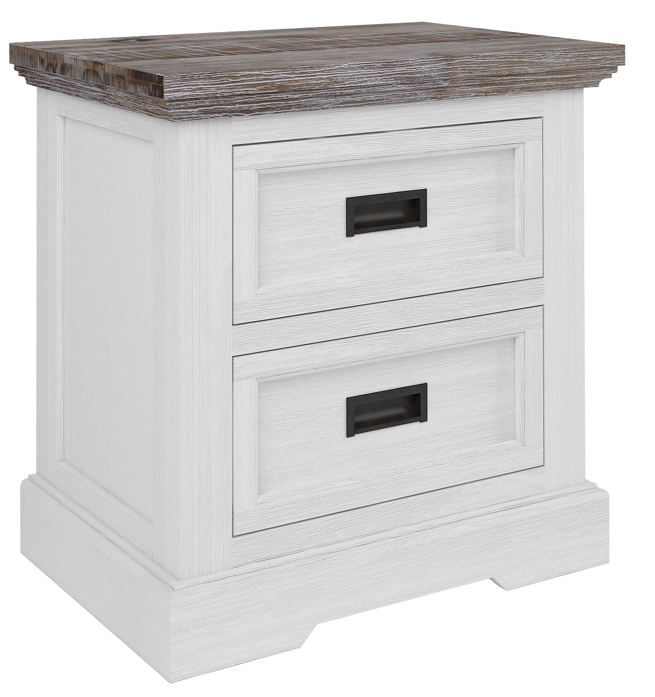Tasman Bedside Table in Acacia Wood with Two Drawers – Hamptons Style