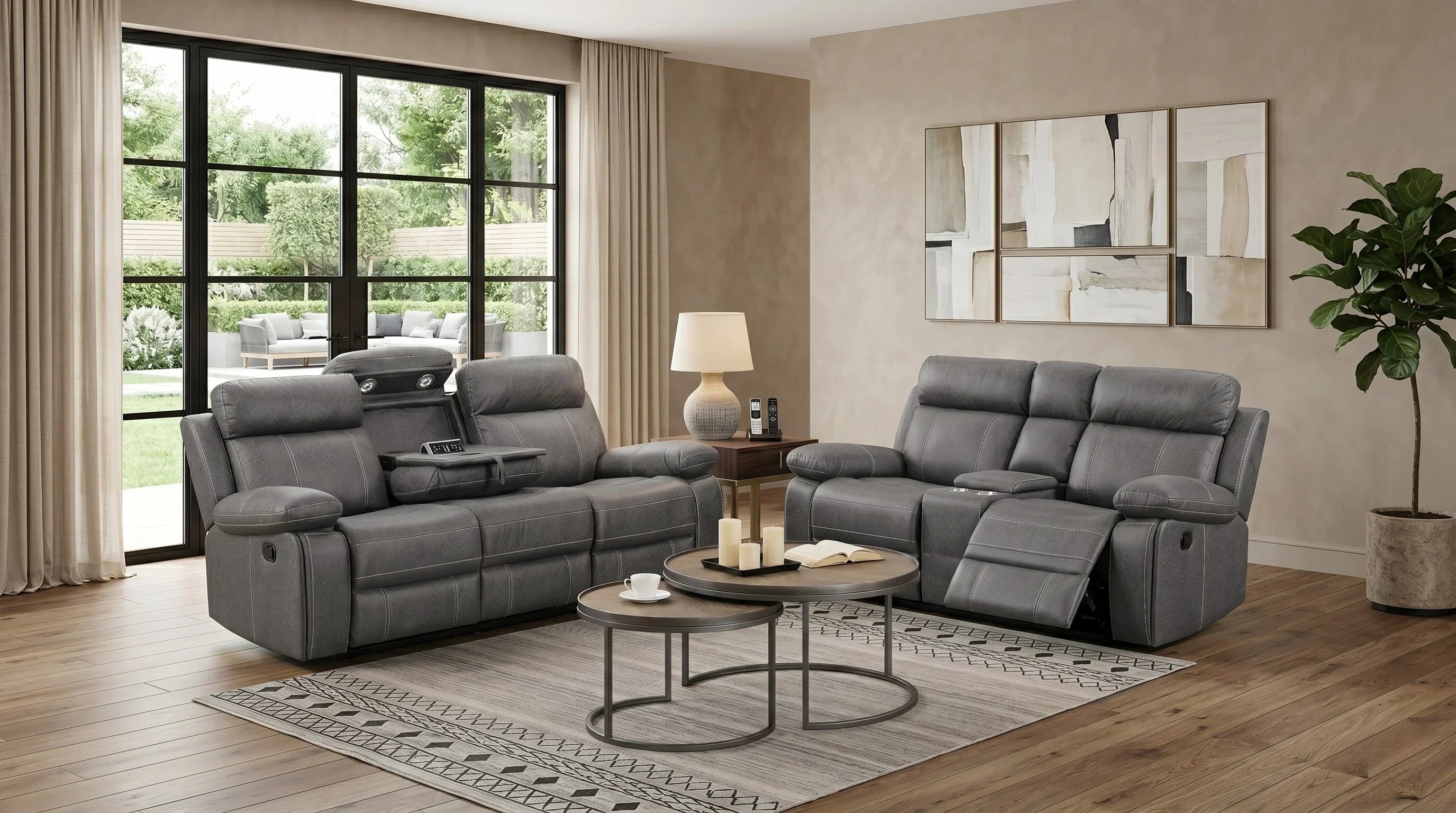 Bentley Manual 3+2 Charcoal Recliner Package