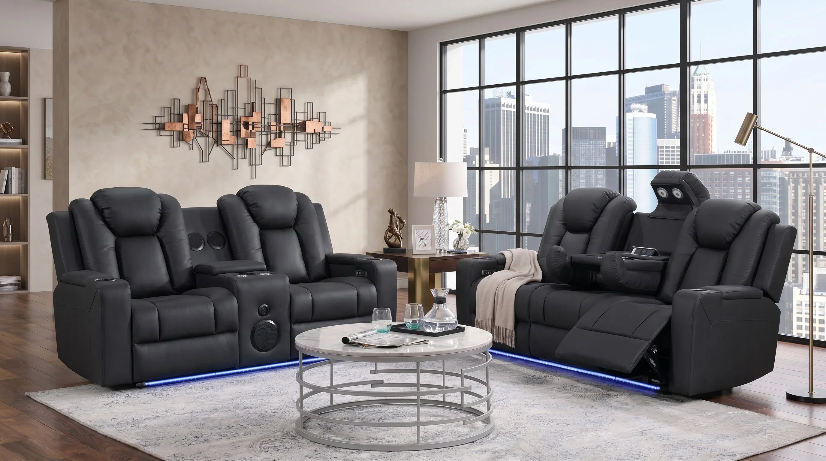 Breeze 3+2 Black Electric Recliner Package