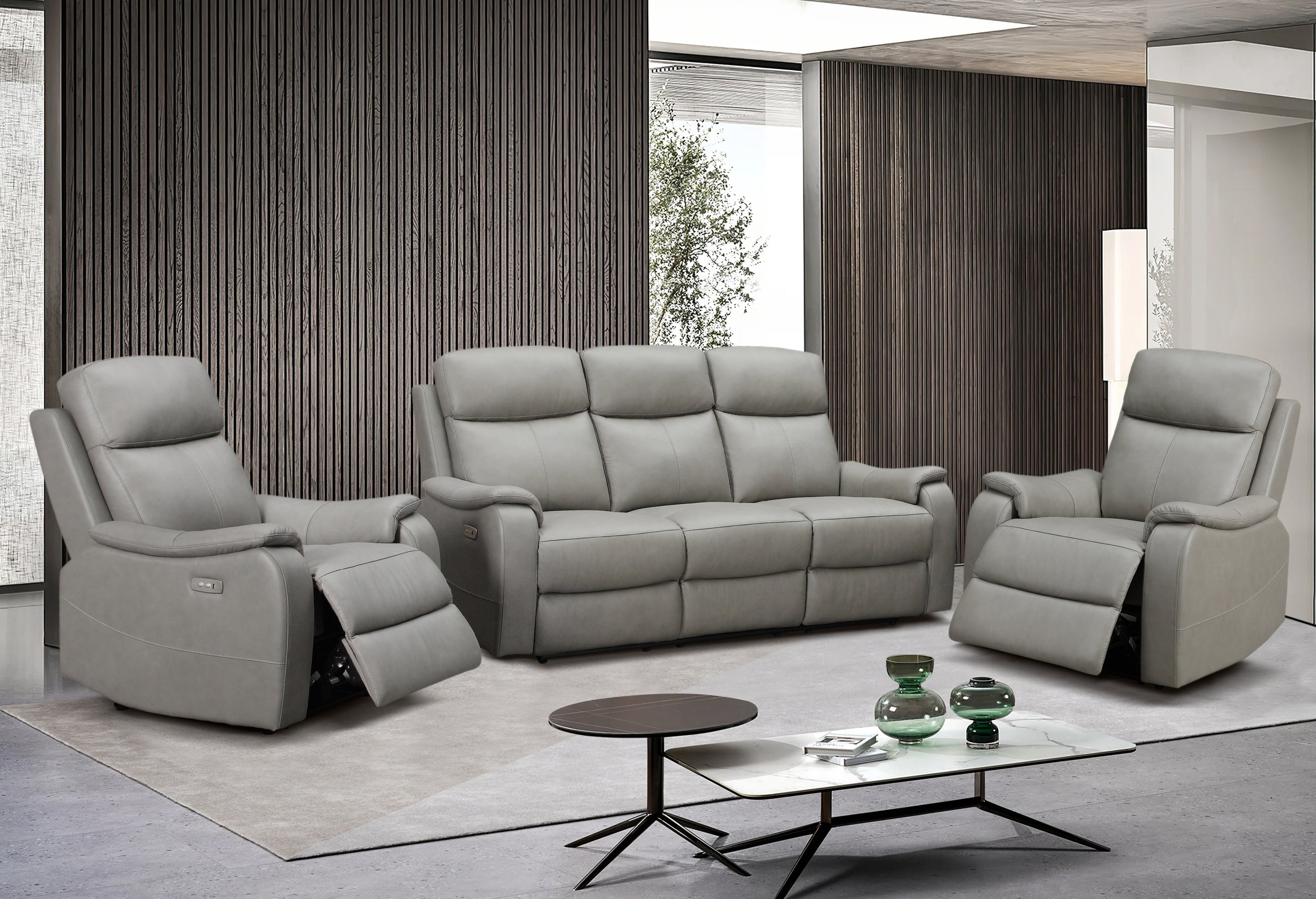 Concord 3 Seater Leather Electric Recliner Lounge