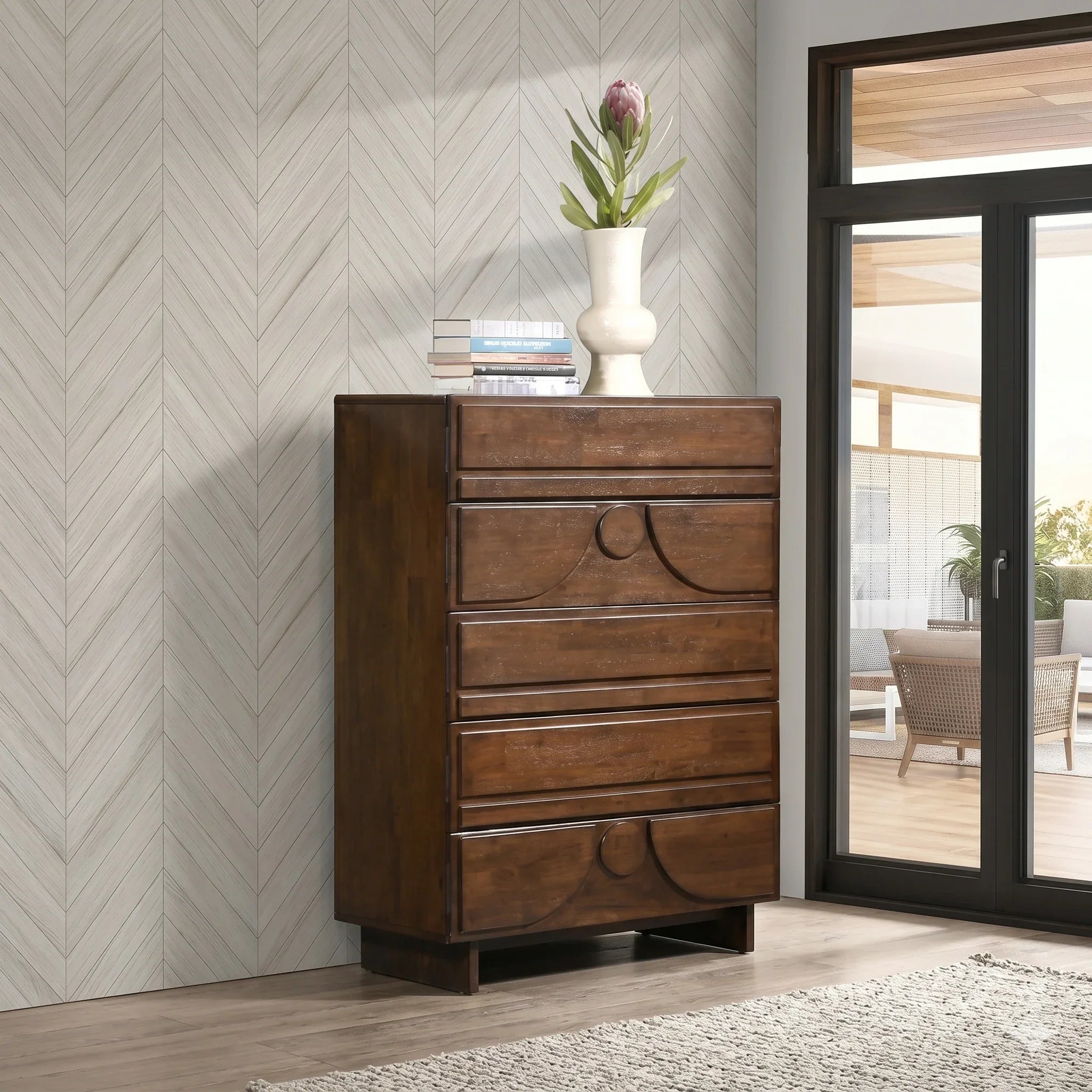 Lotus Tallboy: A Balinese Design Chest of Drawers