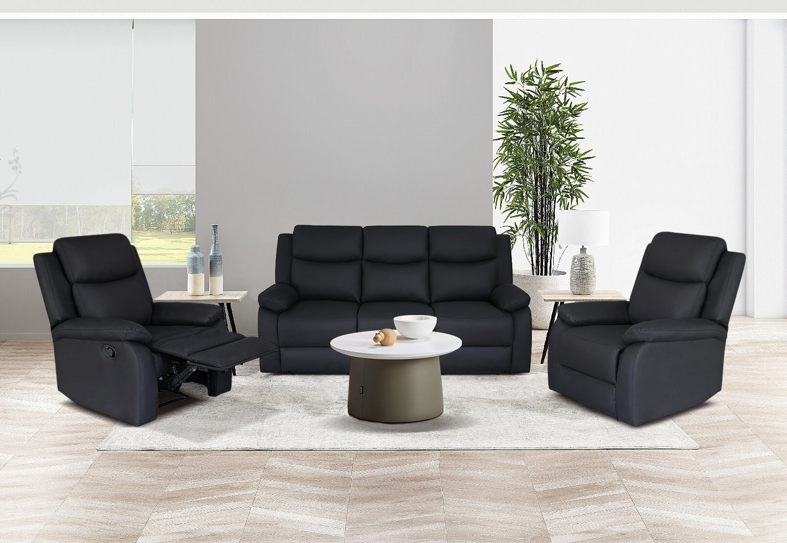 Mitcham 3+1+1 Black Recliner Package