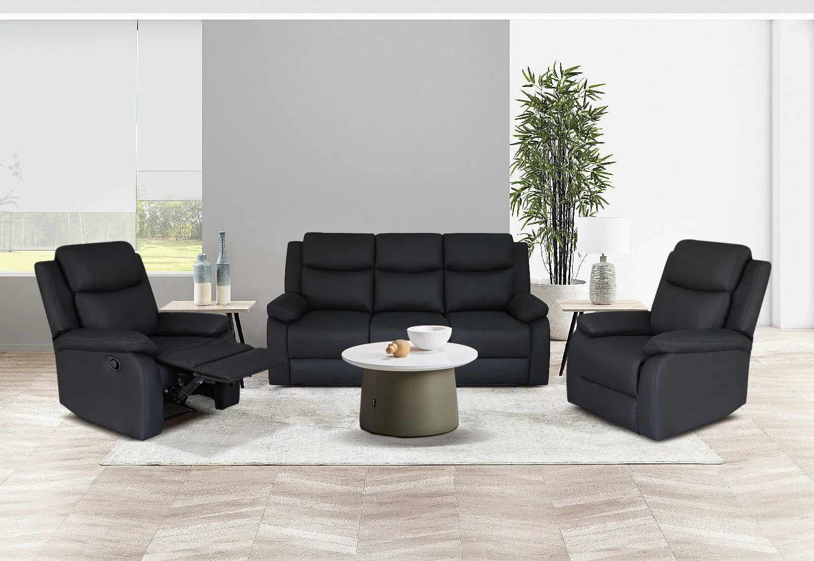 Mitcham 3+1+1 Black Recliner Package