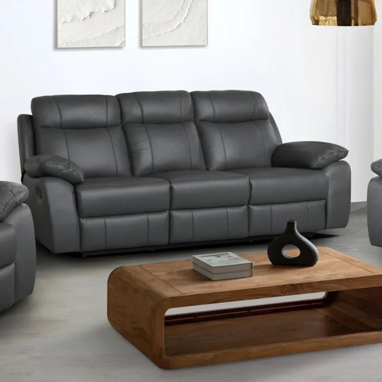 Latrobe 3 Seater Leather Recliner Lounge