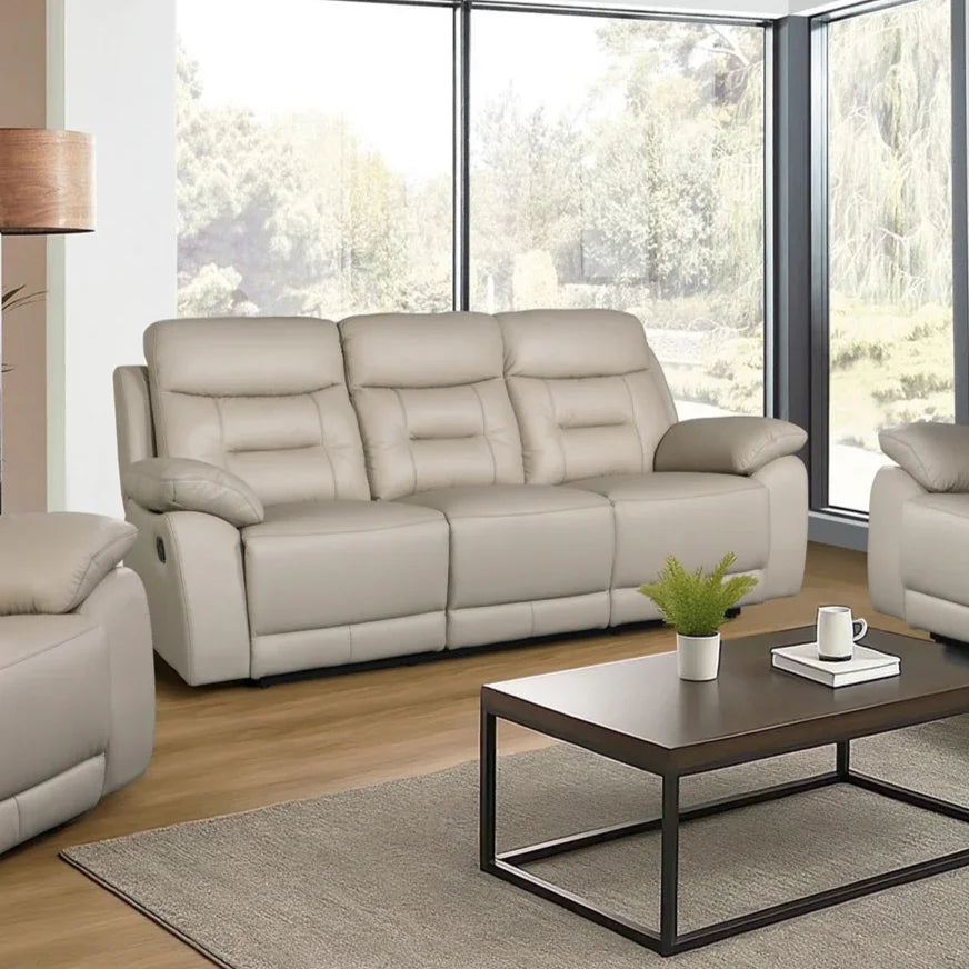 Lemington 3 Seater Leather Recliner Lounge