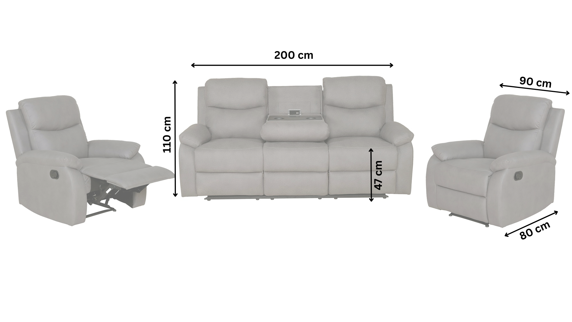 Mitcham 3 Seater Recliner Lounge