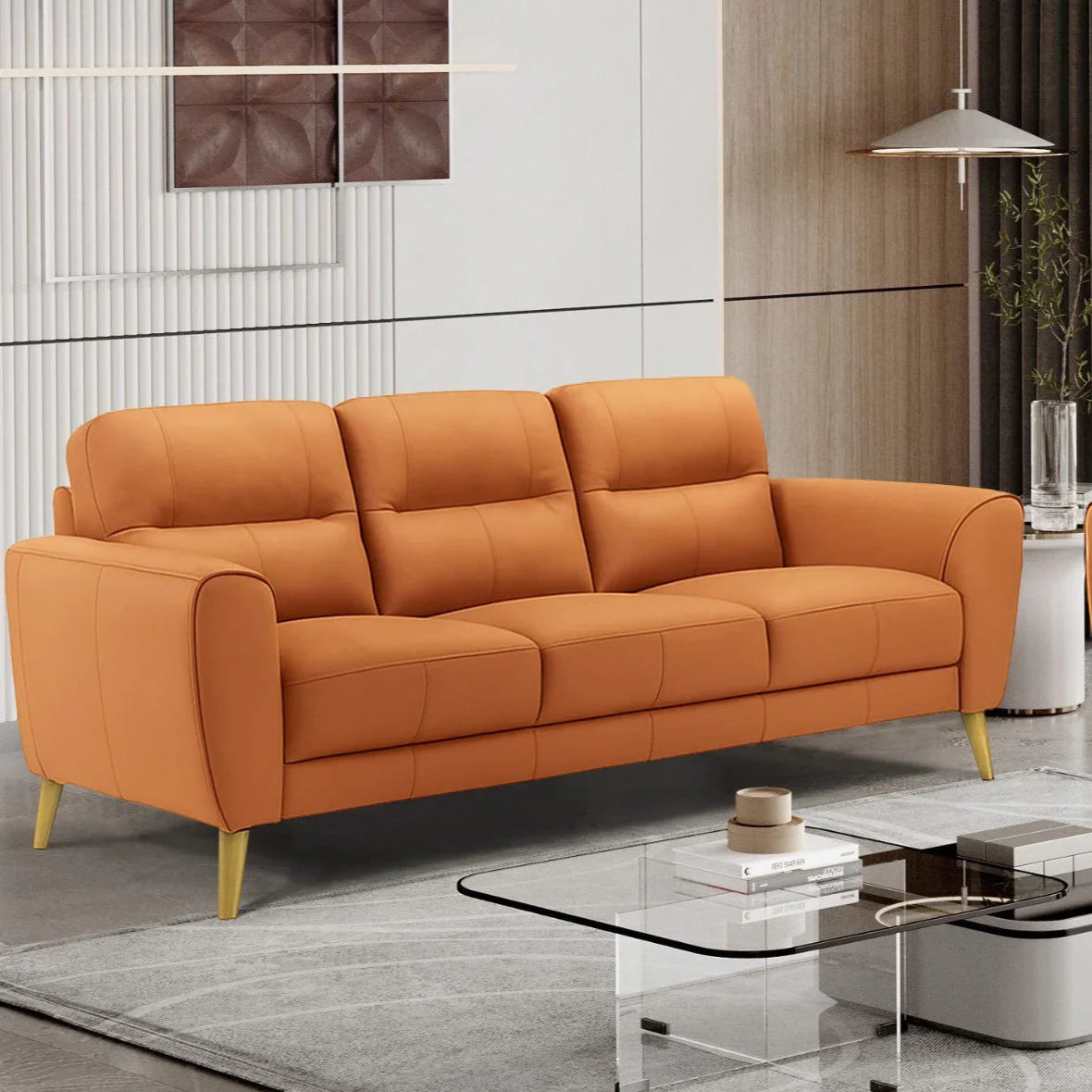 Pearl 3 Seater Leather Lounge