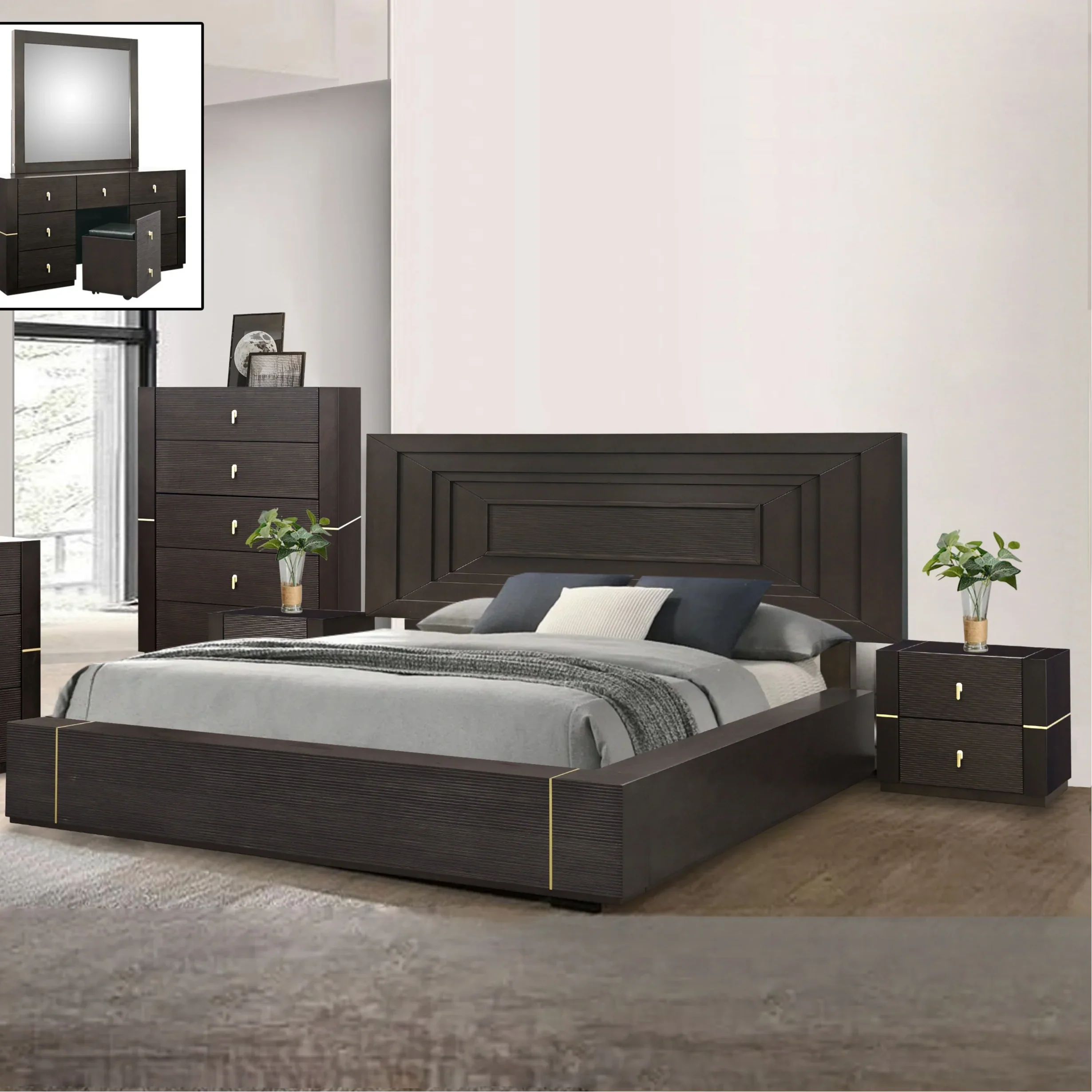 Chandler 4 Piece Tallboy Bedroom Suite