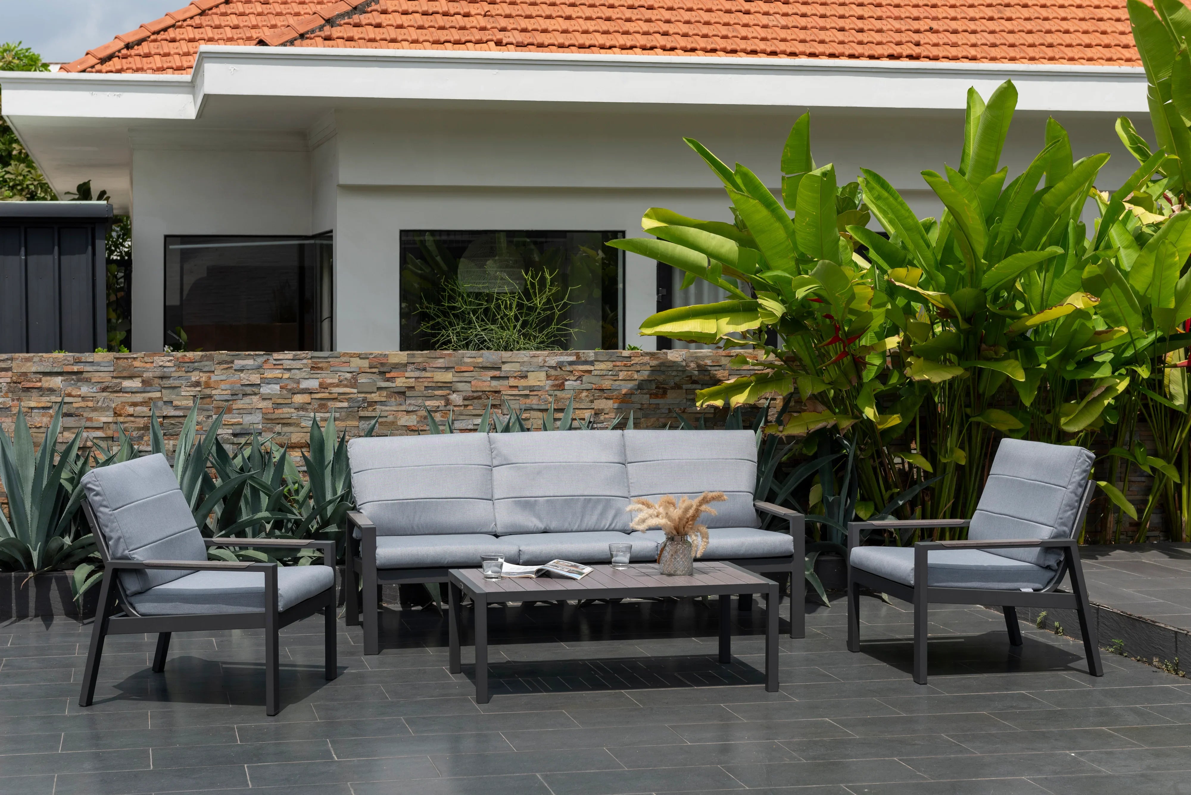 Panama Piece Outdoor Sofa Set – Dark Grey A2Z Furniture