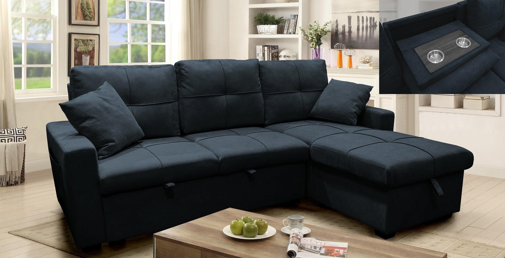 A2Z Furniture Solomon 3-Seater Fabric Sofa Bed with Reversible Chaise Lounge in Living Room Setting