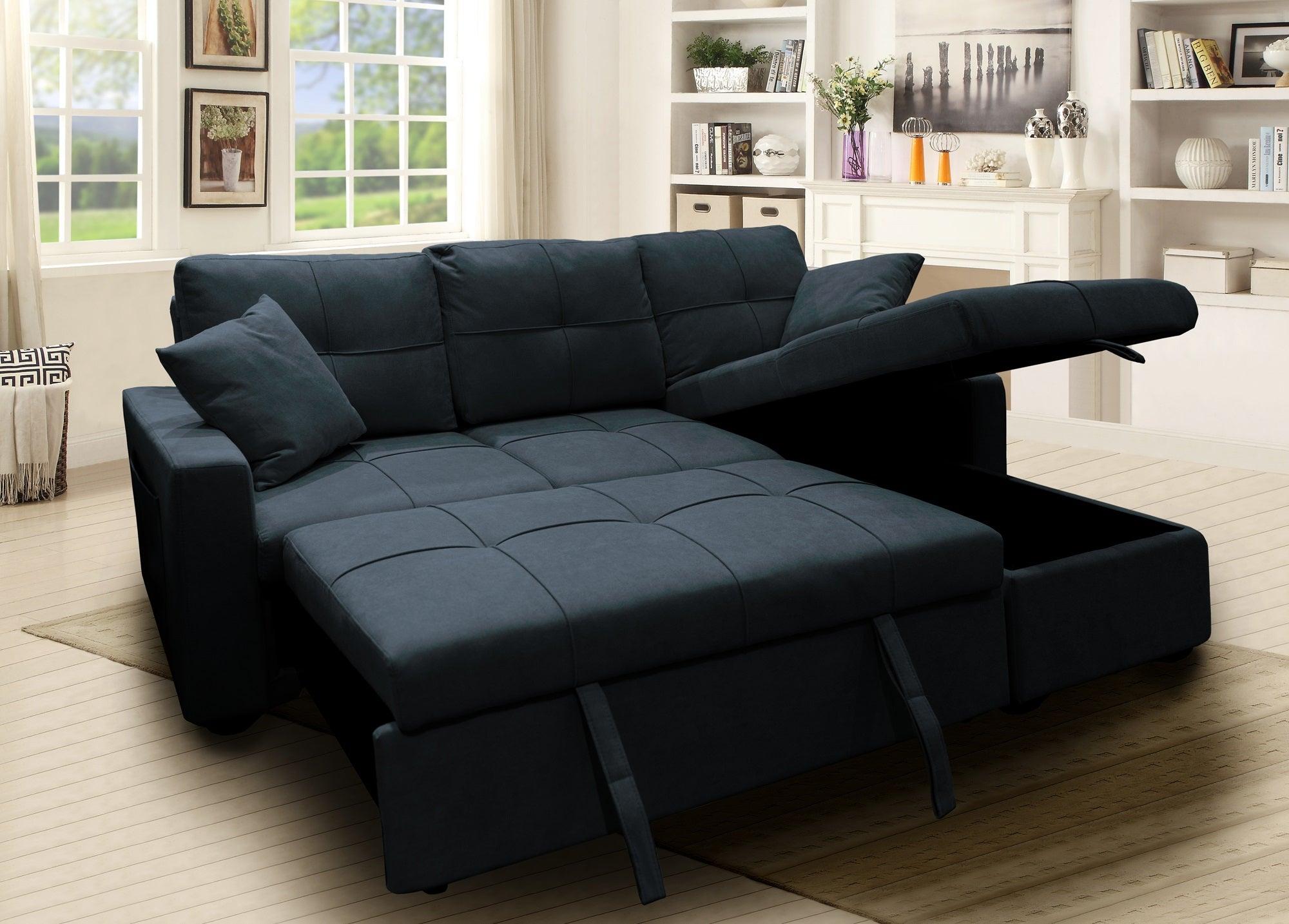 A2Z Furniture Solomon 3-Seater Fabric Sofa Bed with Reversible Chaise Lounge in Living Room Setting