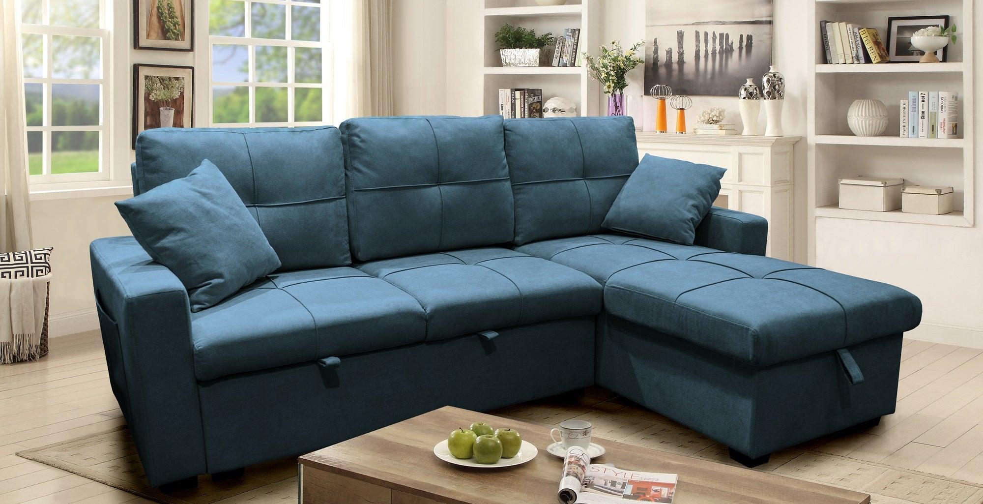 A2Z Furniture Solomon 3-Seater Fabric Sofa Bed with Reversible Chaise Lounge in Living Room Setting