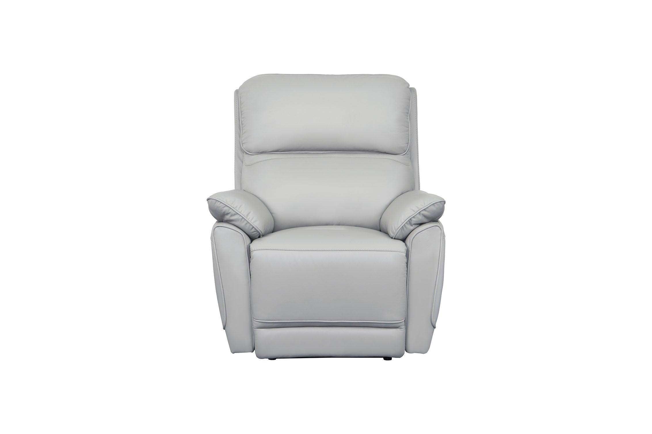 Swan Genuine Leather Manual Recliner Chair in Silver