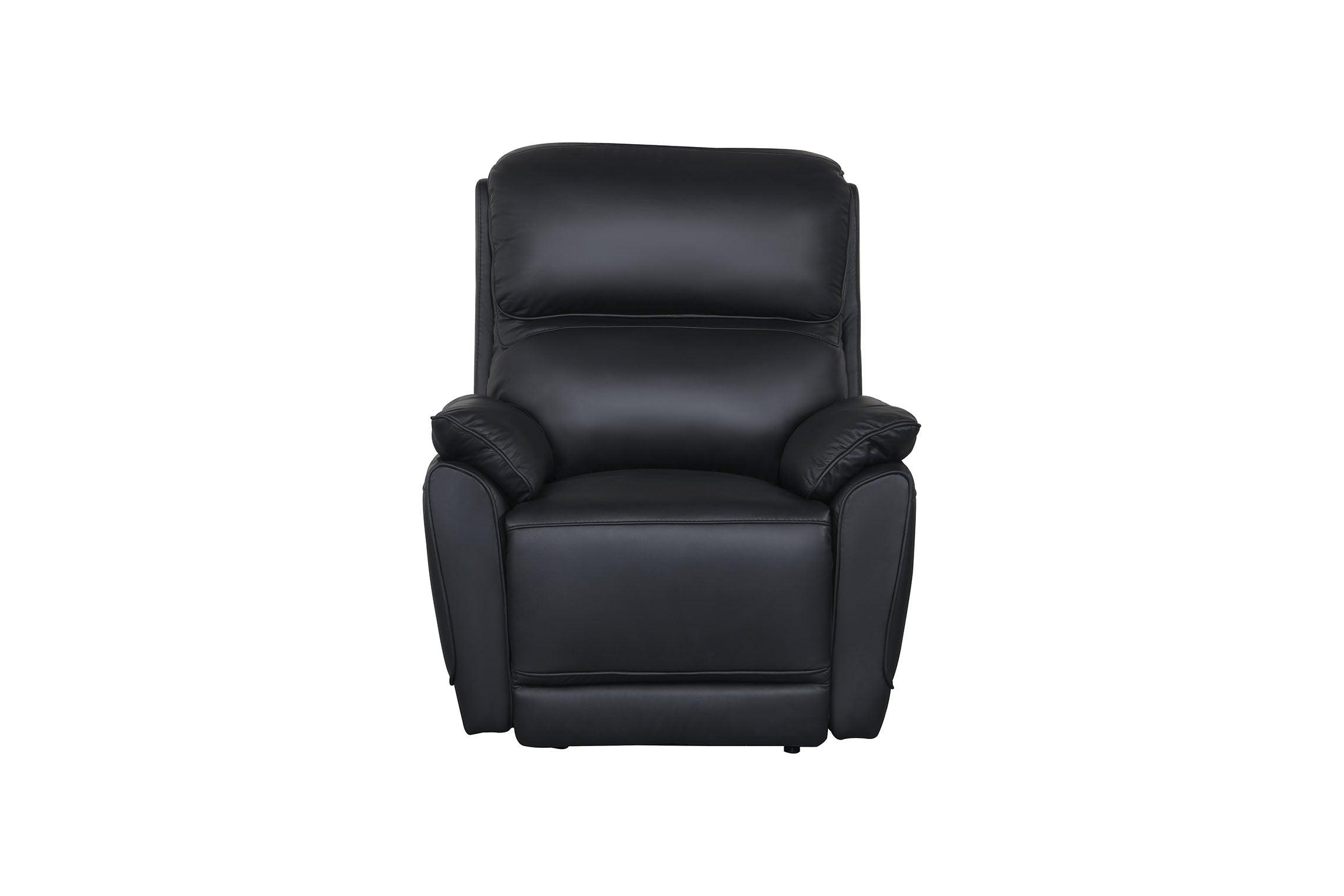 Swan Genuine Leather Manual Recliner Chair in Black