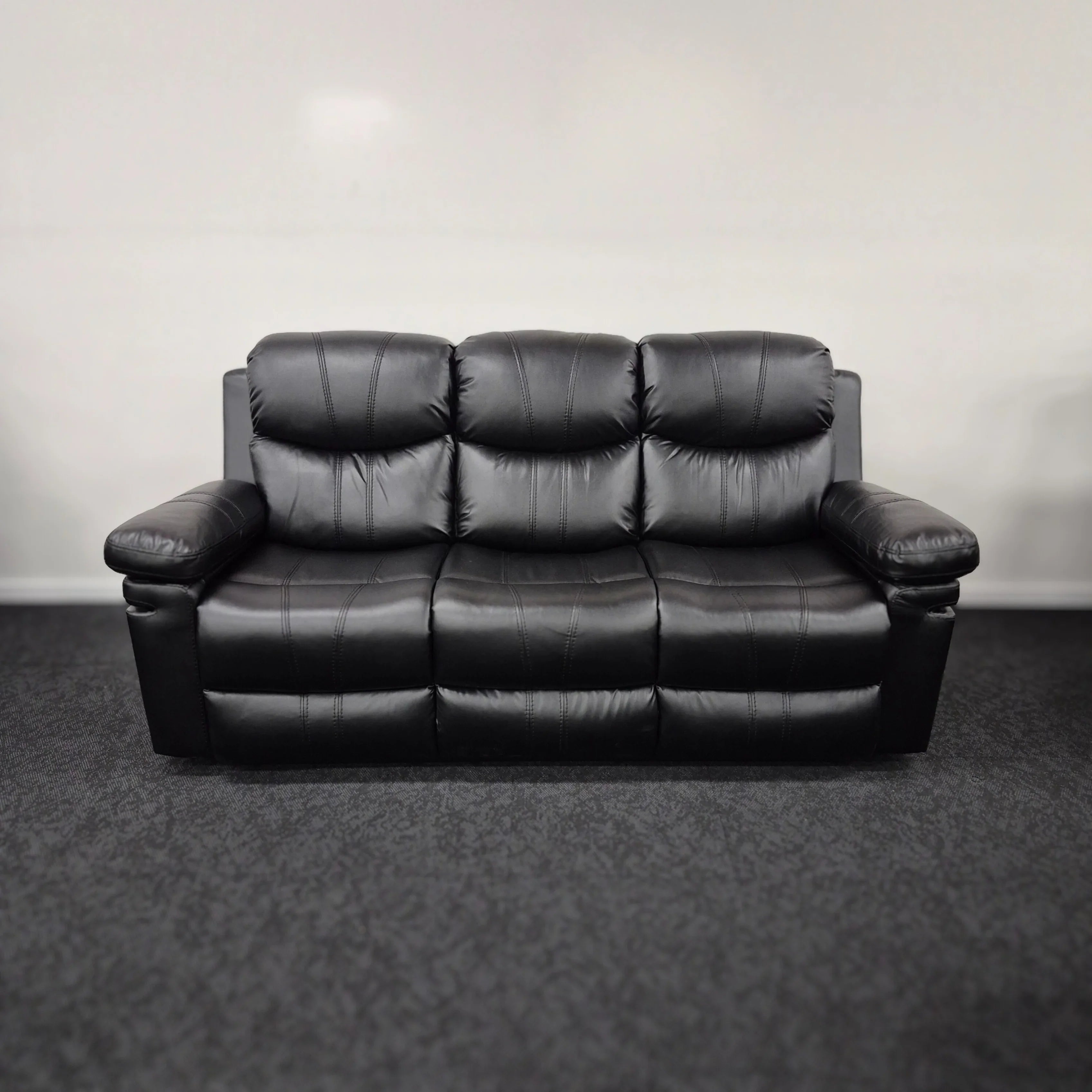 Sutton 3 Seater Air Leather Manual Recliner Lounge