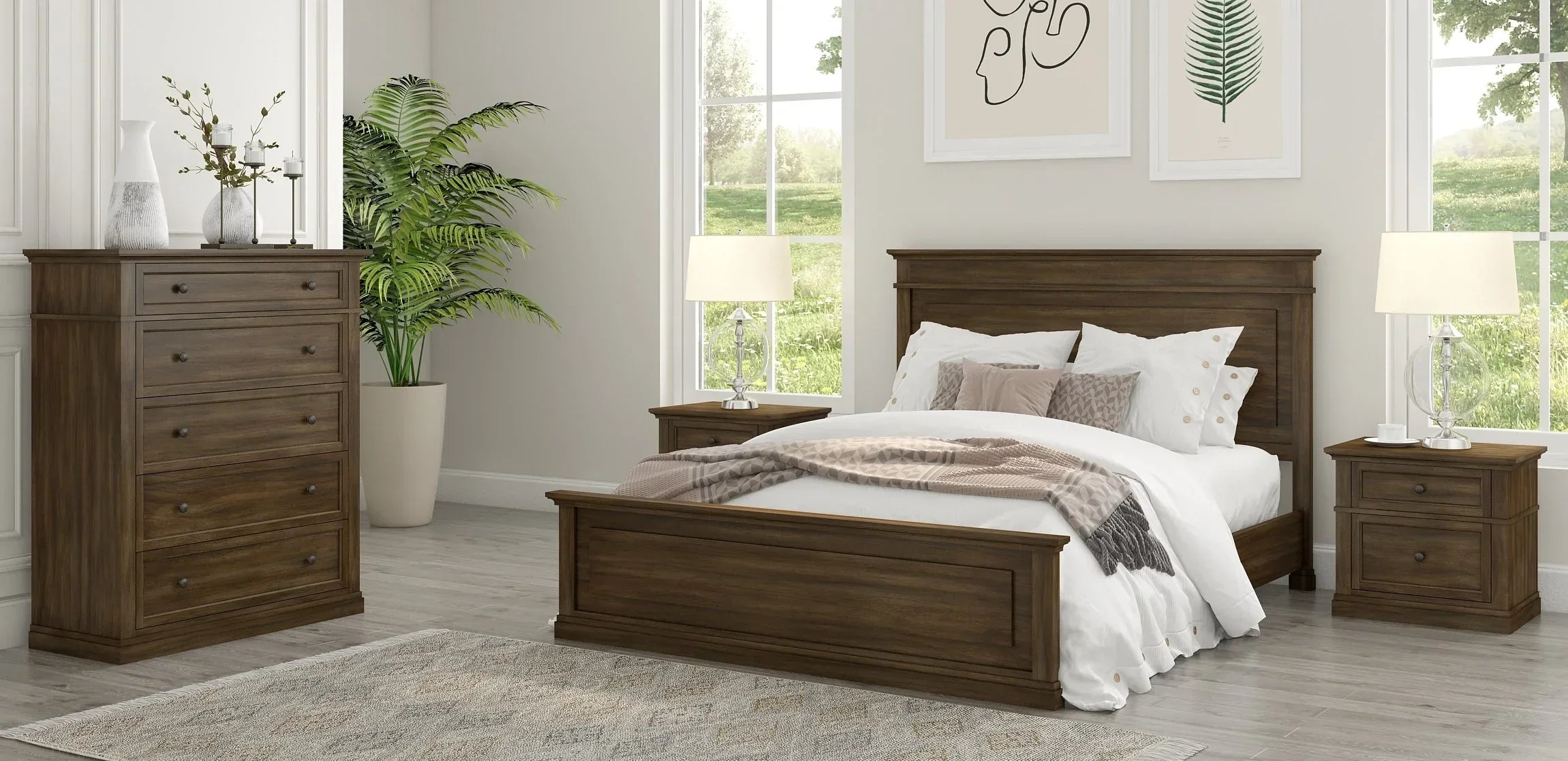 Whyalla Queen Bed Frame in Smoked Wood Finish