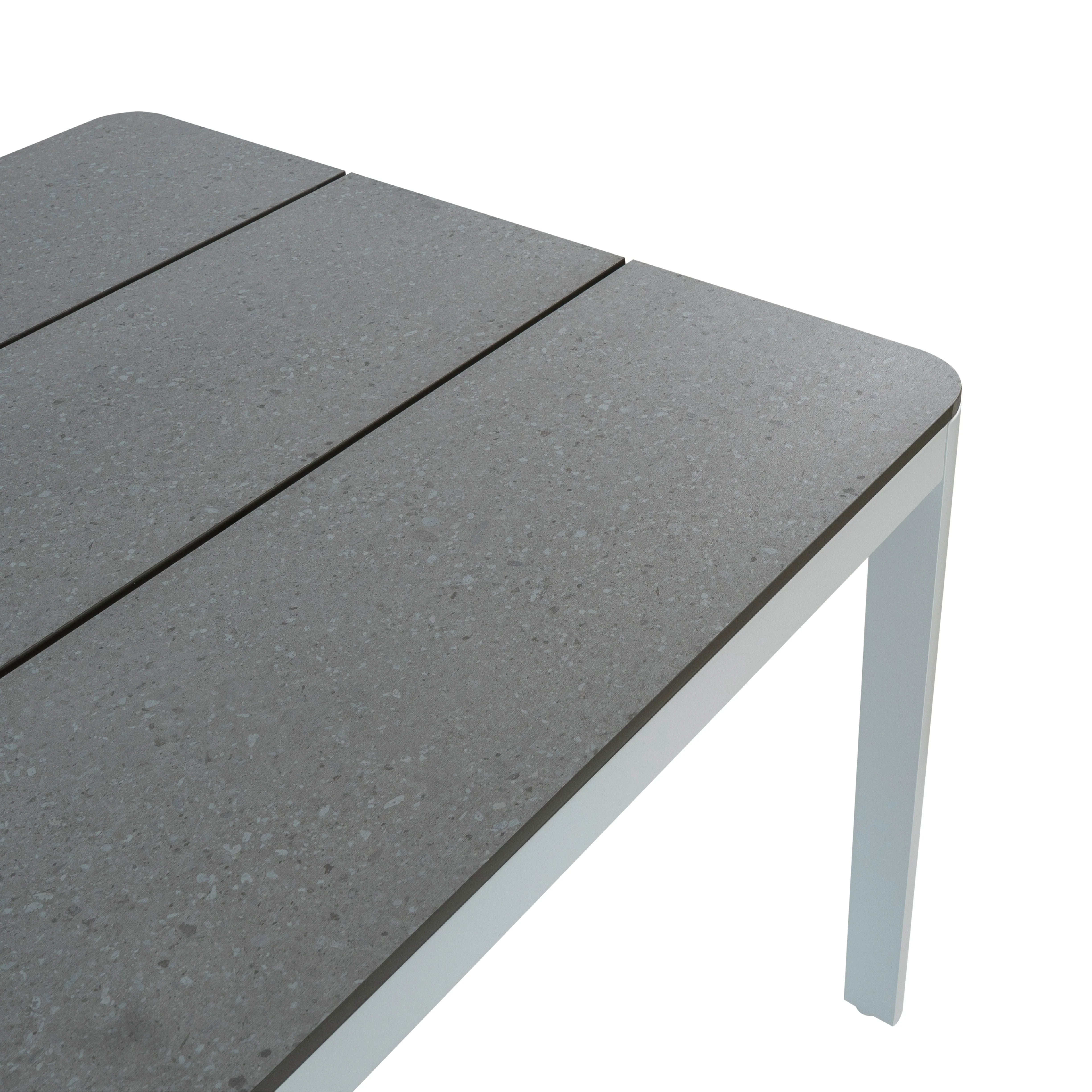 Gray outdoor table with a white background