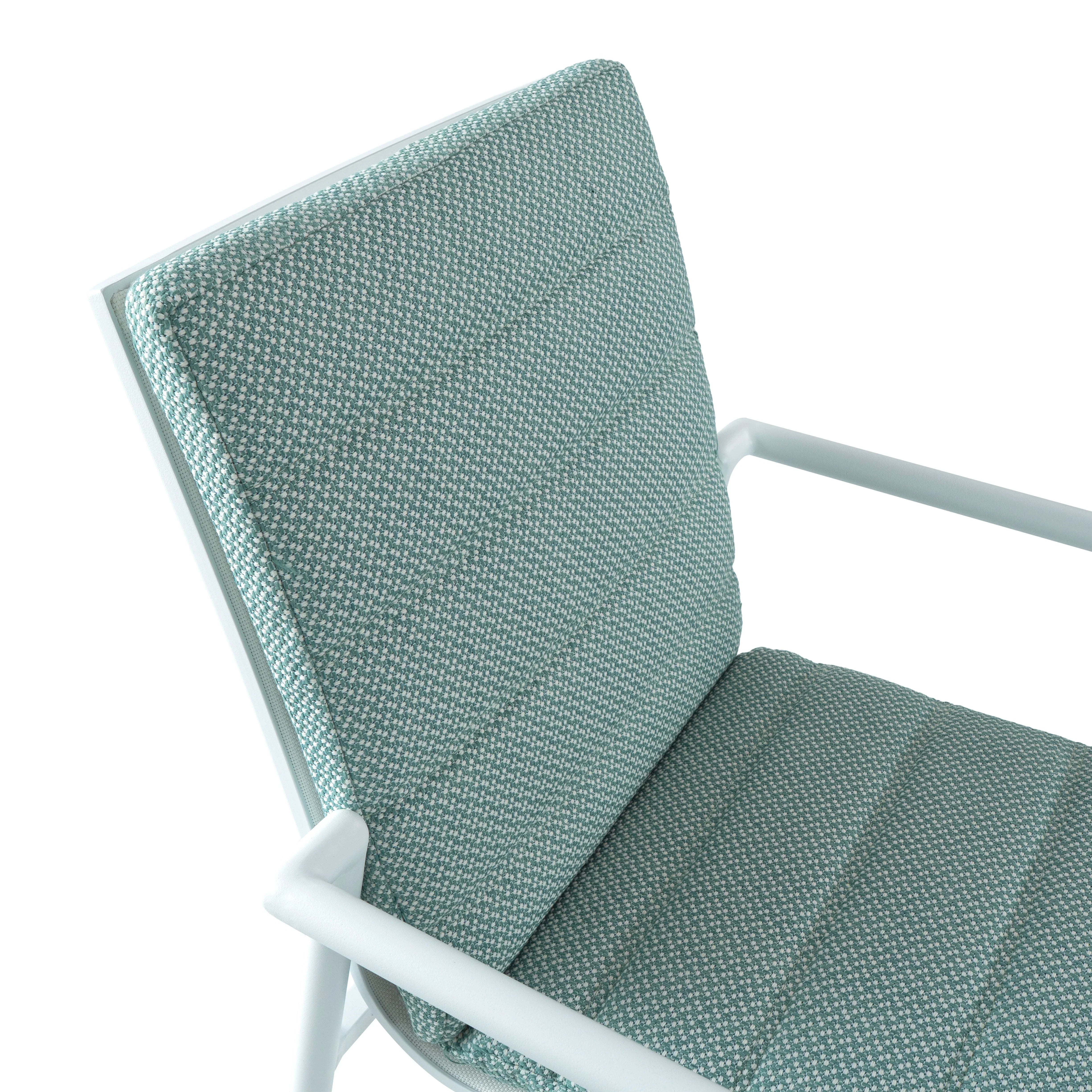 Gray textured chair with white frame on a white background