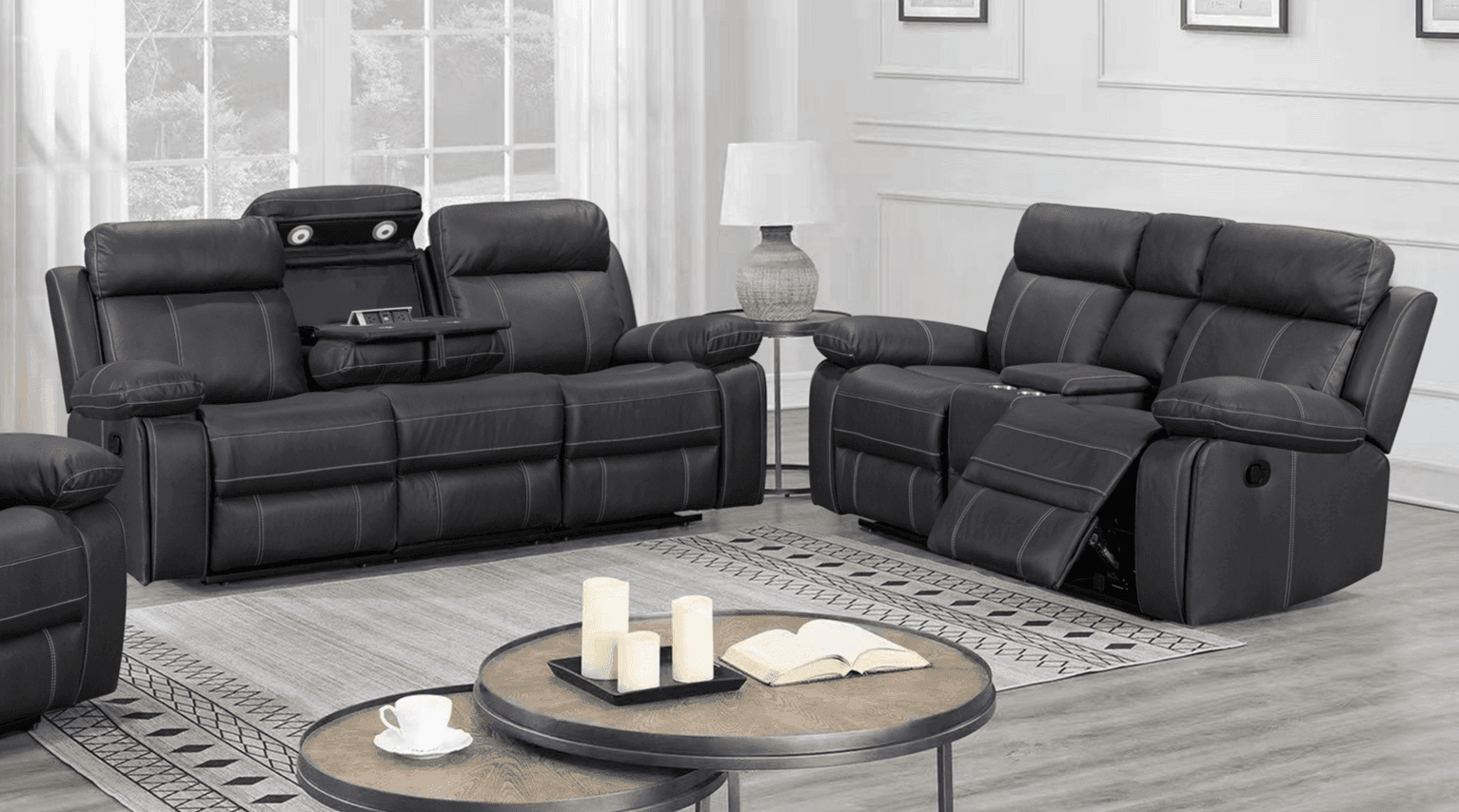 Bentley Manual 3+2 Black Recliner Package