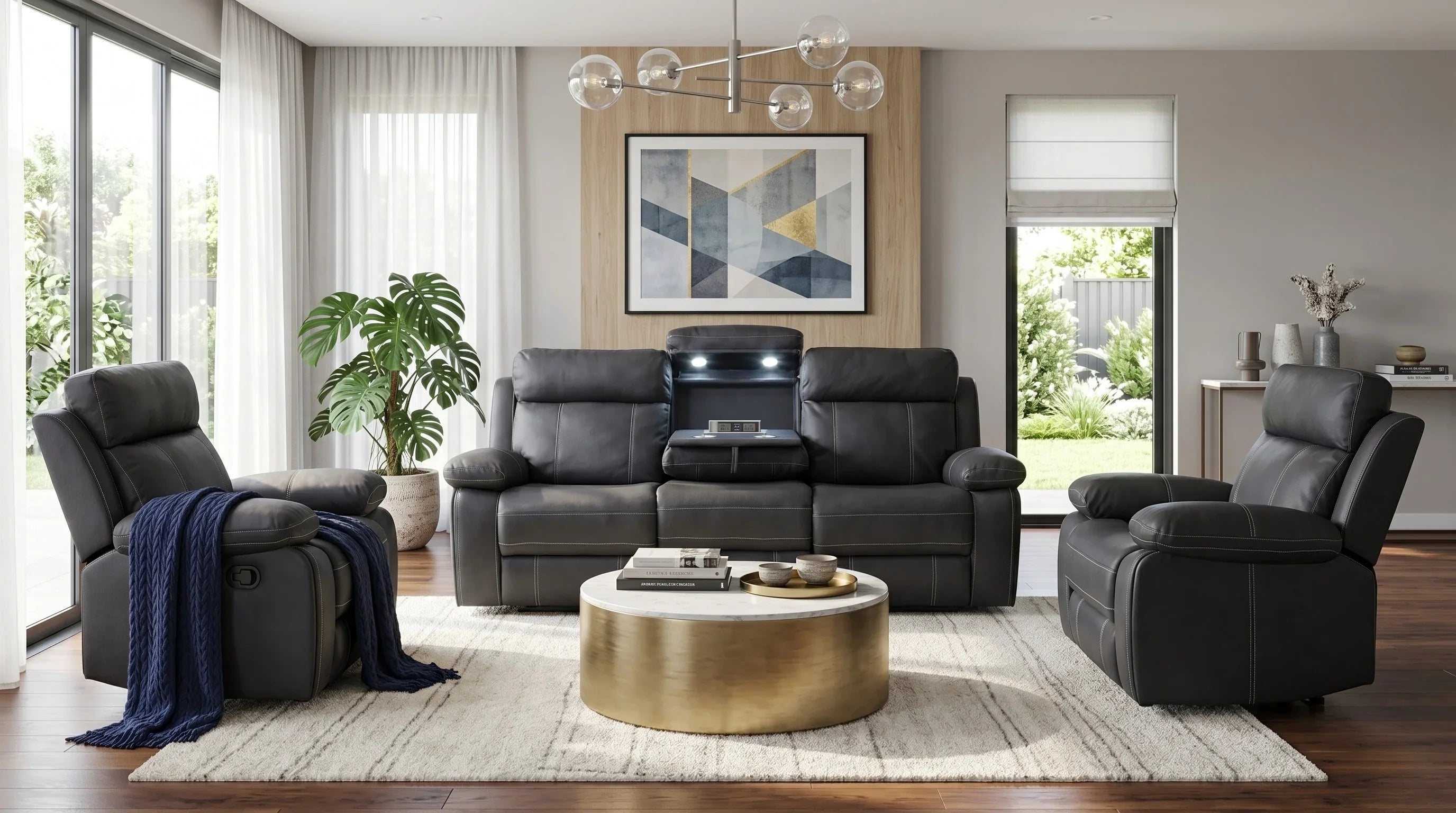 Bentley Electric 3+1+1 Black Recliner Package