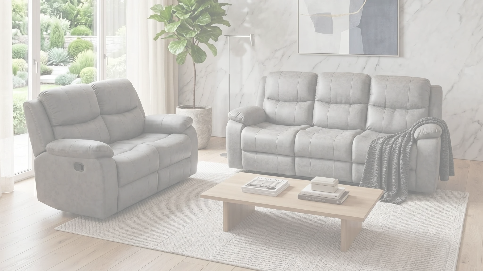 Bliss Manual 3+2 Light Grey Recliner Package dimension diagram — measurements coming soon