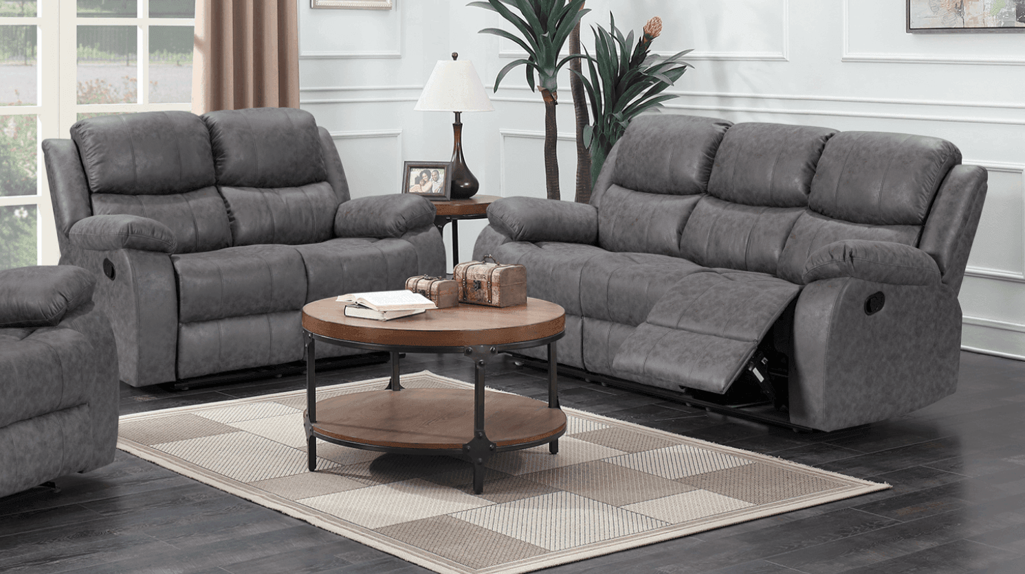 Bliss Manual 3+2 Light Grey Recliner Package