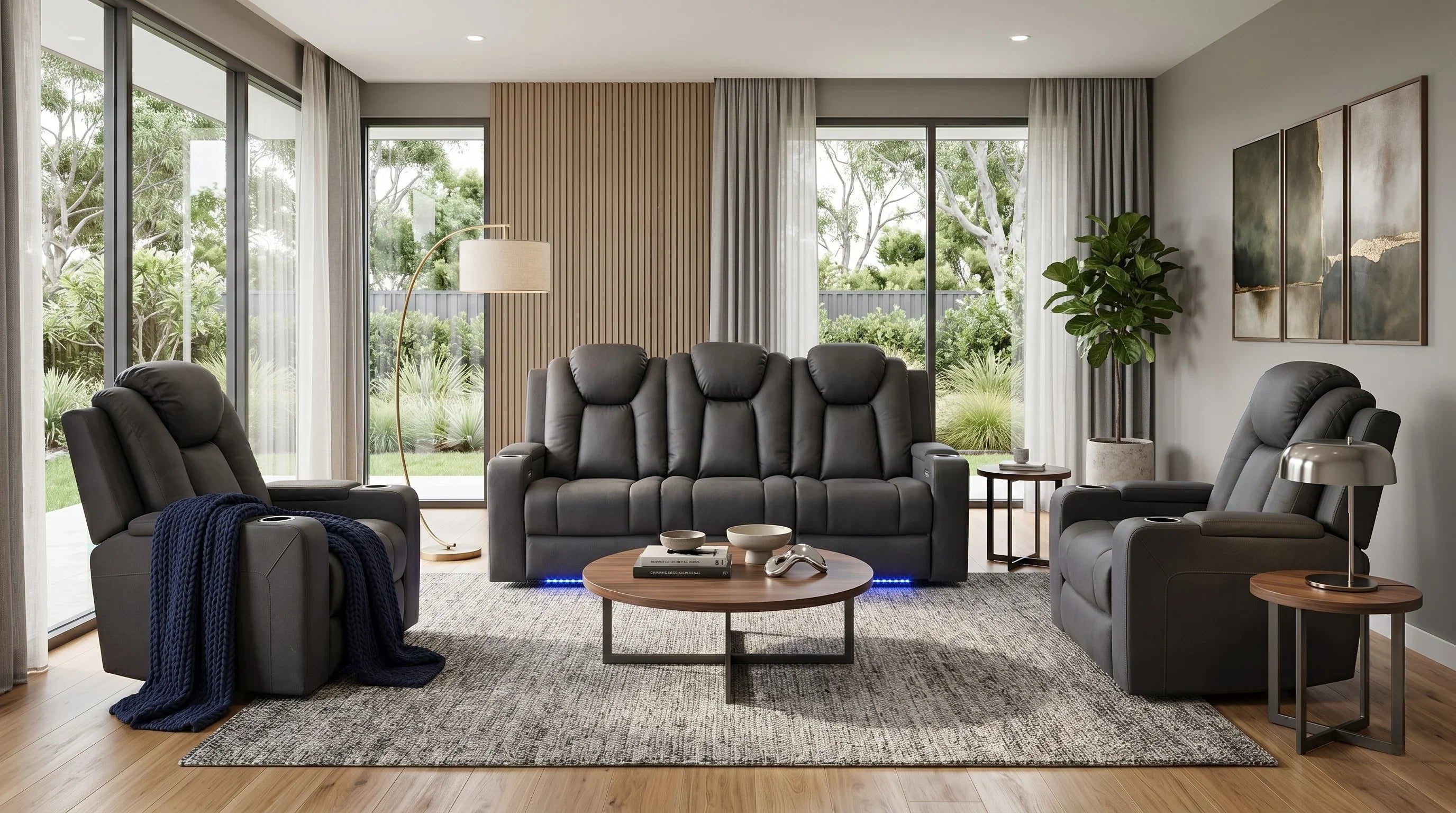 Breeze 3+1+1 Black Electric Recliner Package