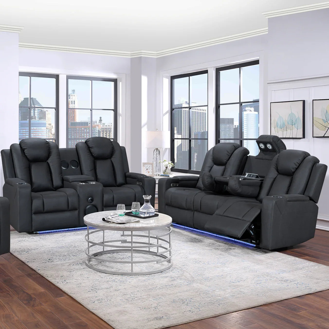 Breeze 3+2 Black Electric Recliner Package