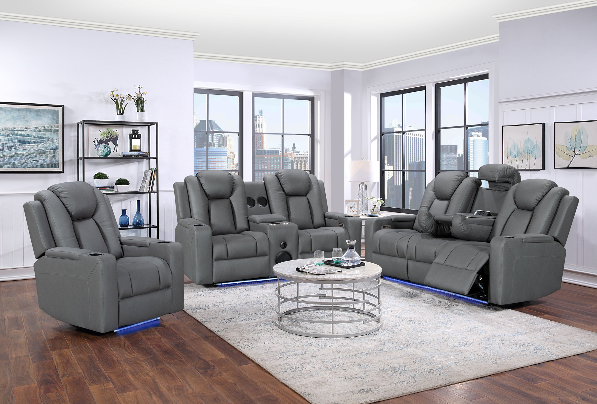 Breeze 3, 2 and 1 Seater Charcoal Electric Recliner Package