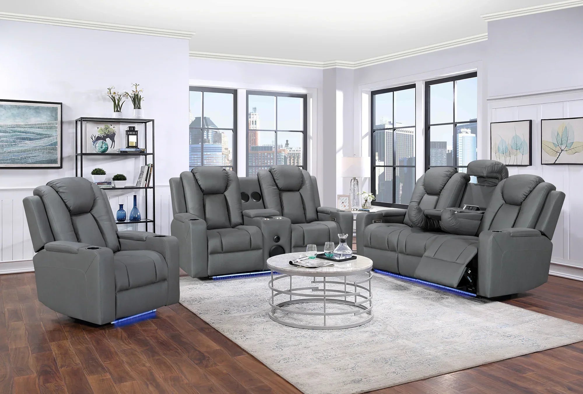 Breeze 3+2+1 Charcoal Electric Recliner Package