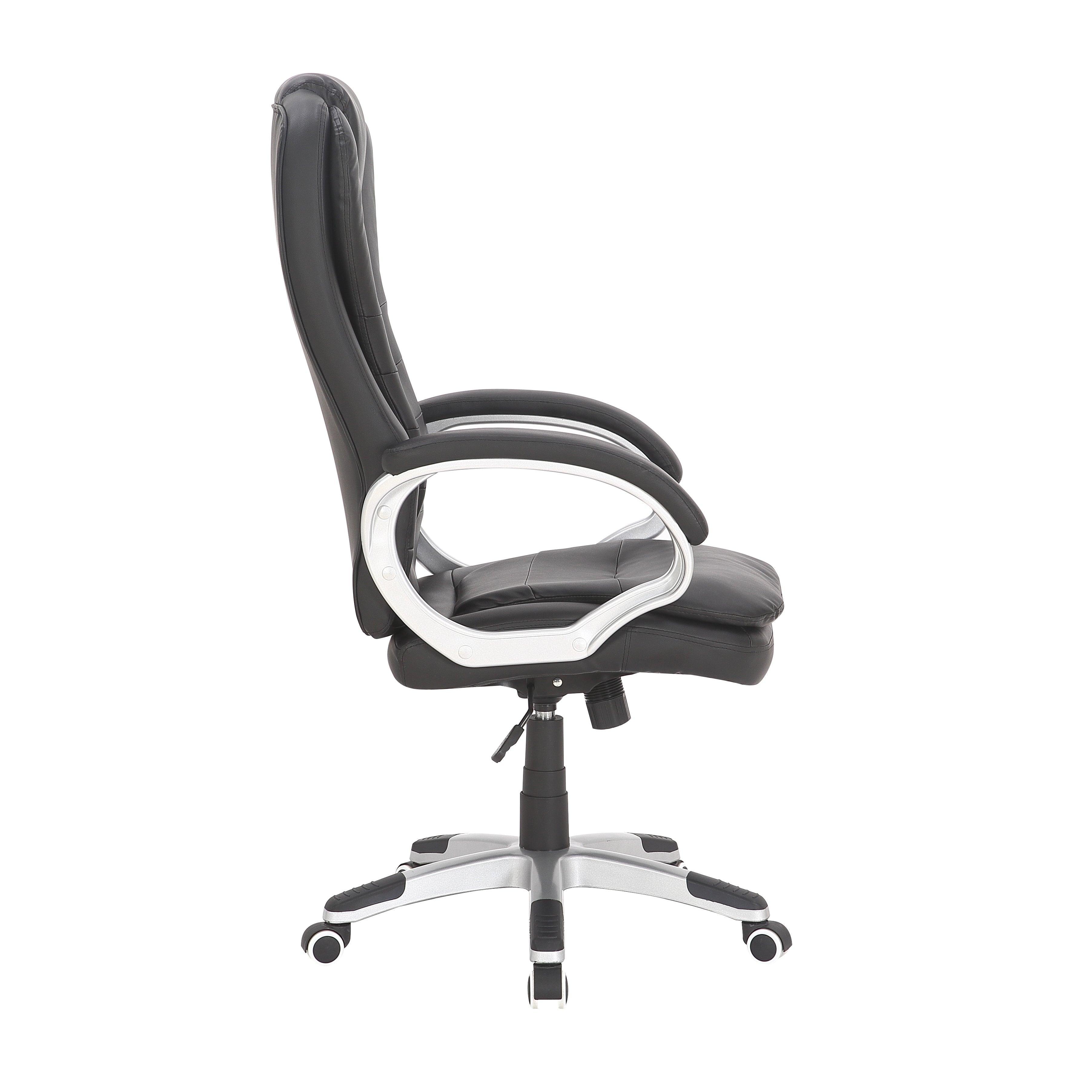 Calypso Leather Office Chair - Black PU Leather - Adjustable Height - Reclining Feature - Home Office Furniture