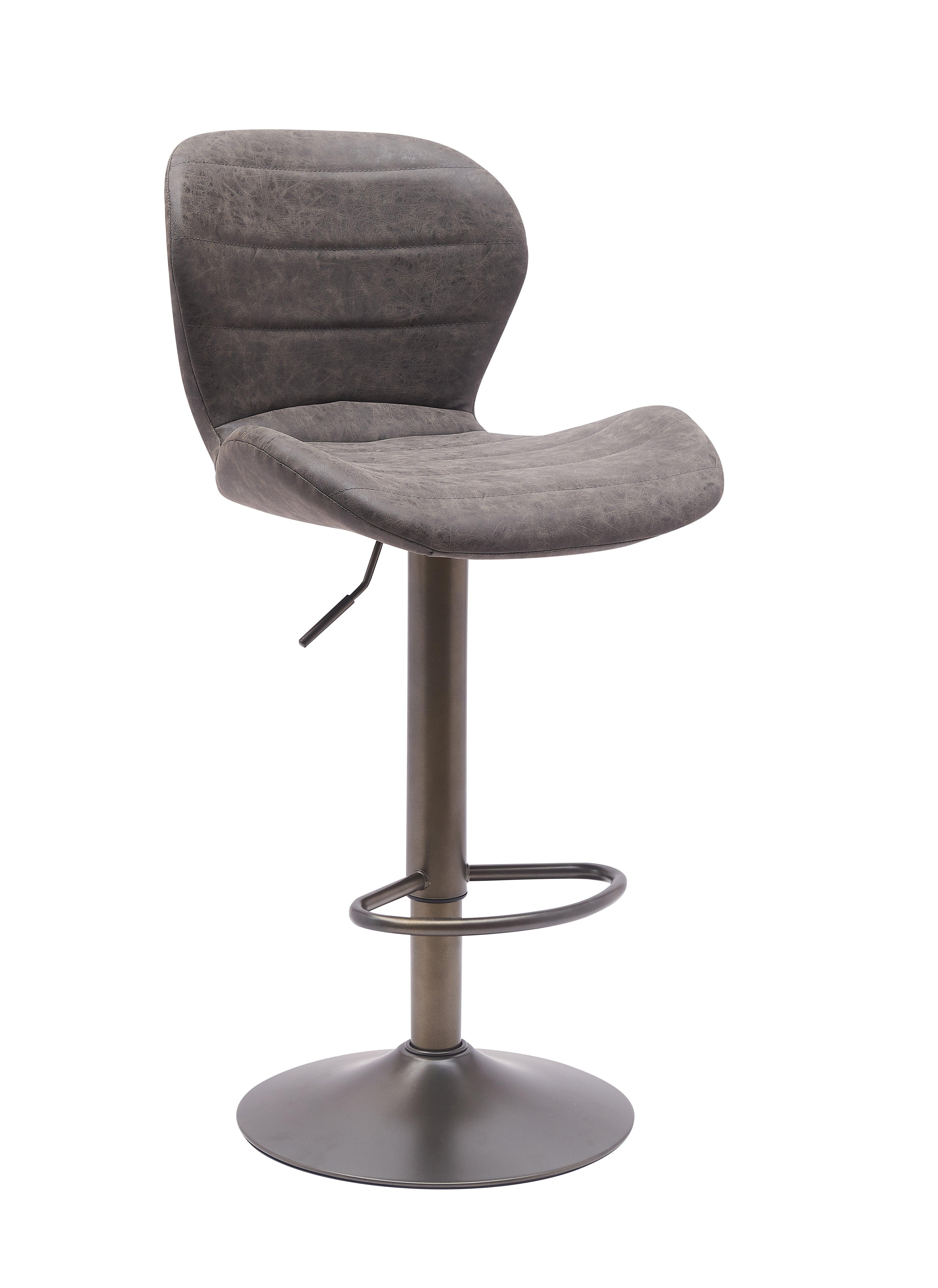 Cambridge Bar Stool - Grey Fabric - Gas Lift Adjustable - Modern Kitchen Bar Stool