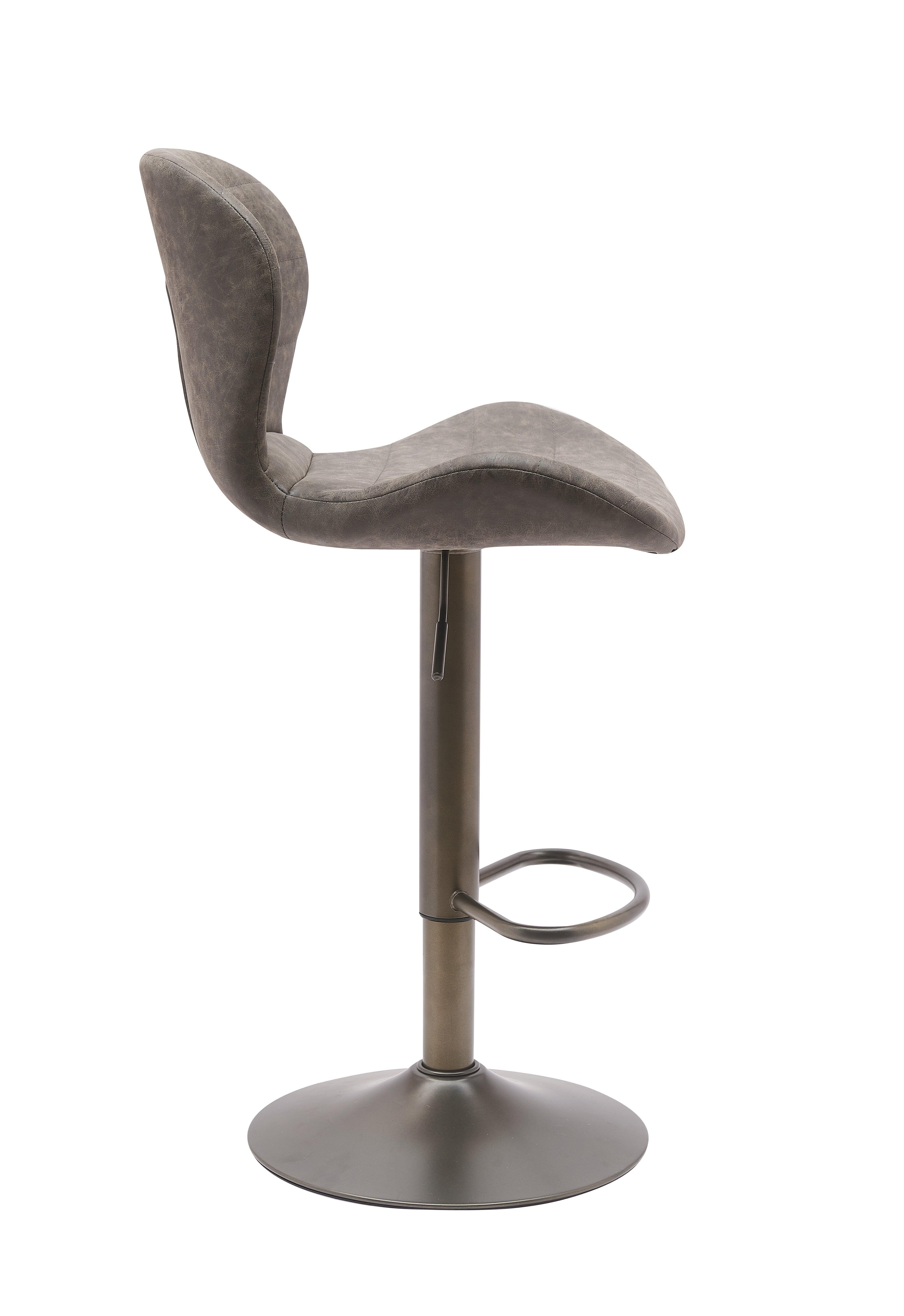 Cambridge Bar Stool - Grey Fabric - Gas Lift Adjustable - Modern Kitchen Bar Stool