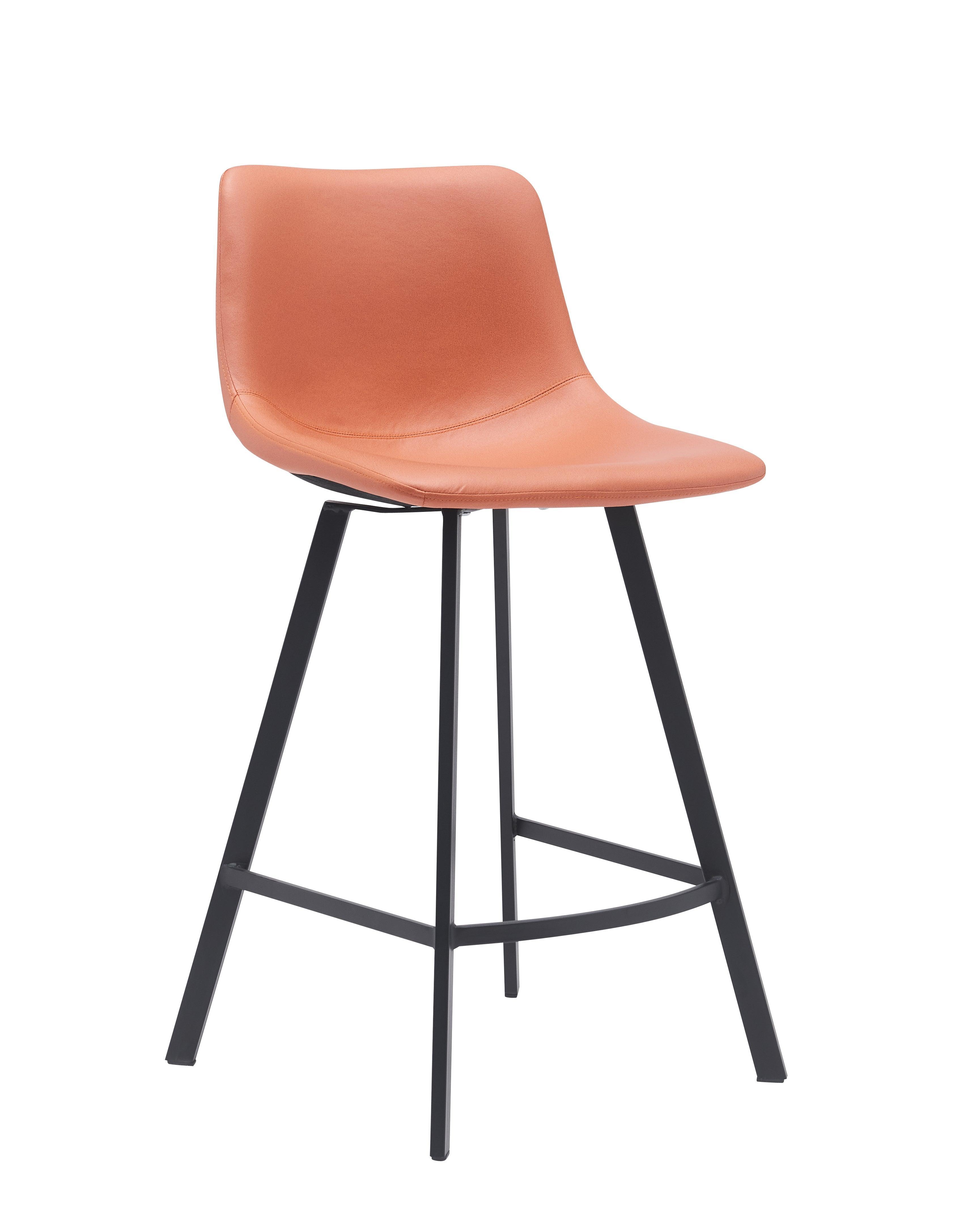 Cardiff Bar Stool - Orange and Grey Fabric - Modern Kitchen Bar Stool - Easy Assembly