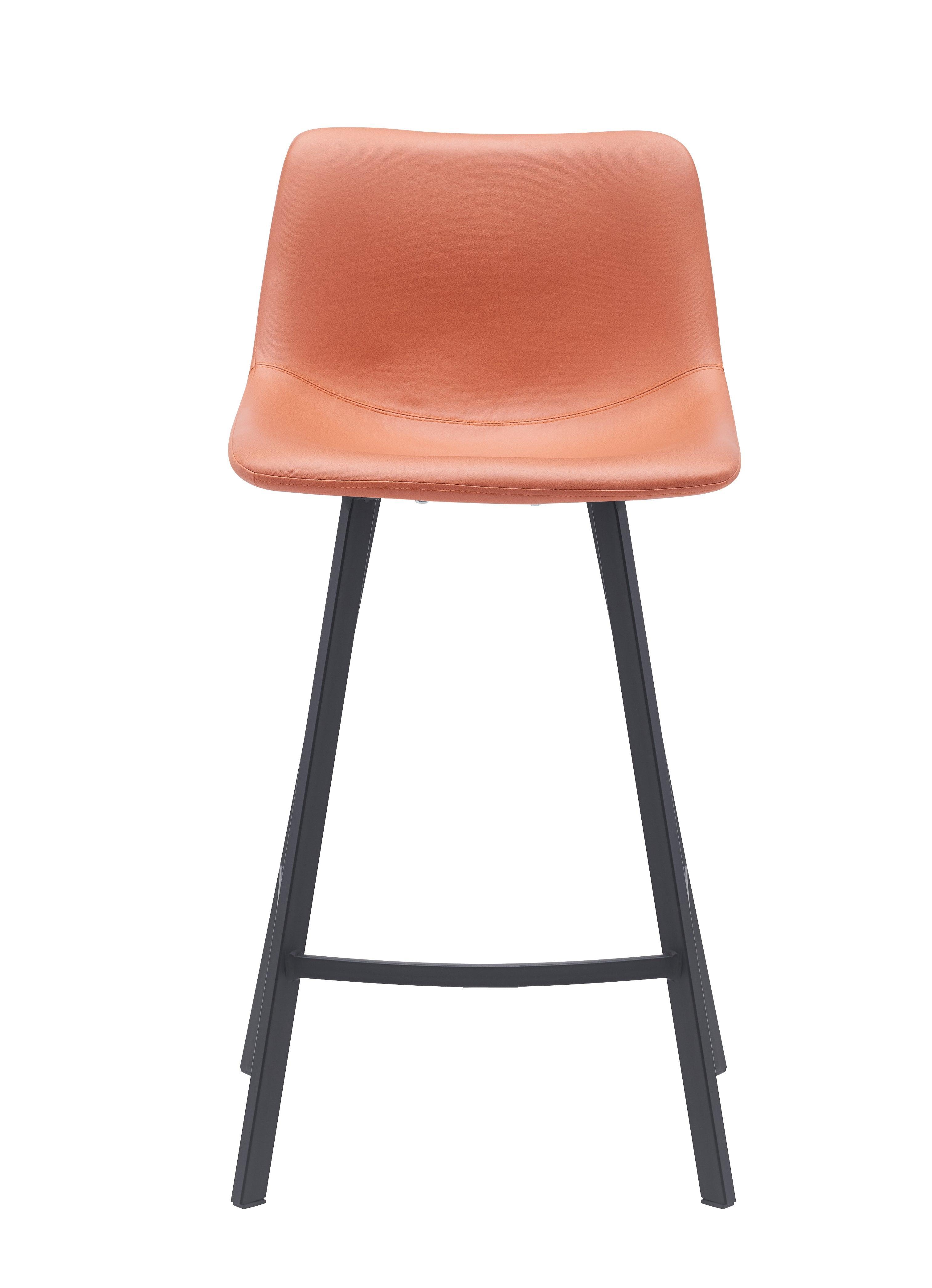 Cardiff Bar Stool - Orange and Grey Fabric - Modern Kitchen Bar Stool - Easy Assembly