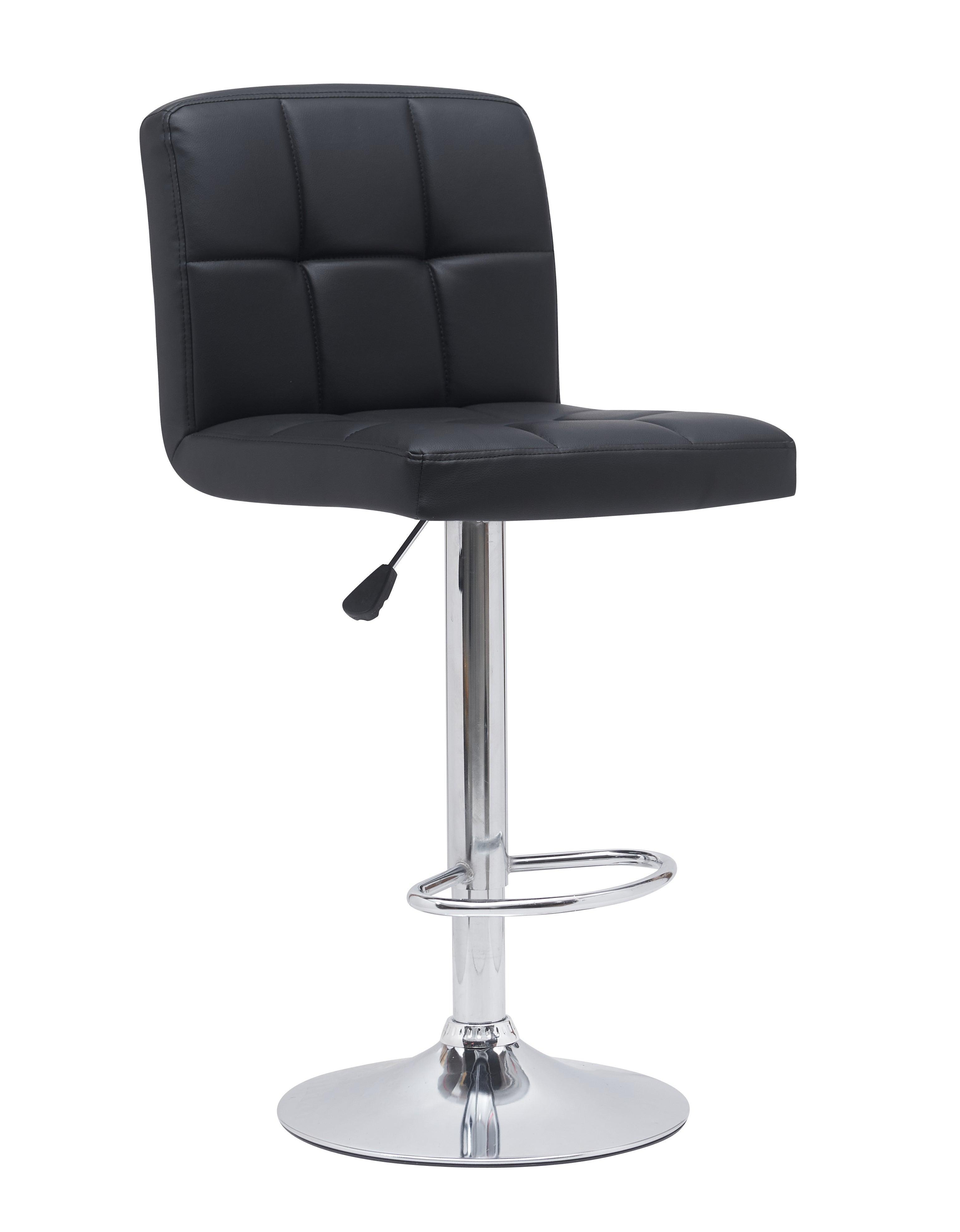 Caribbean Bar Stool - Black and White PU Leather - Gas Lift Adjustable - Modern Kitchen Bar Stool