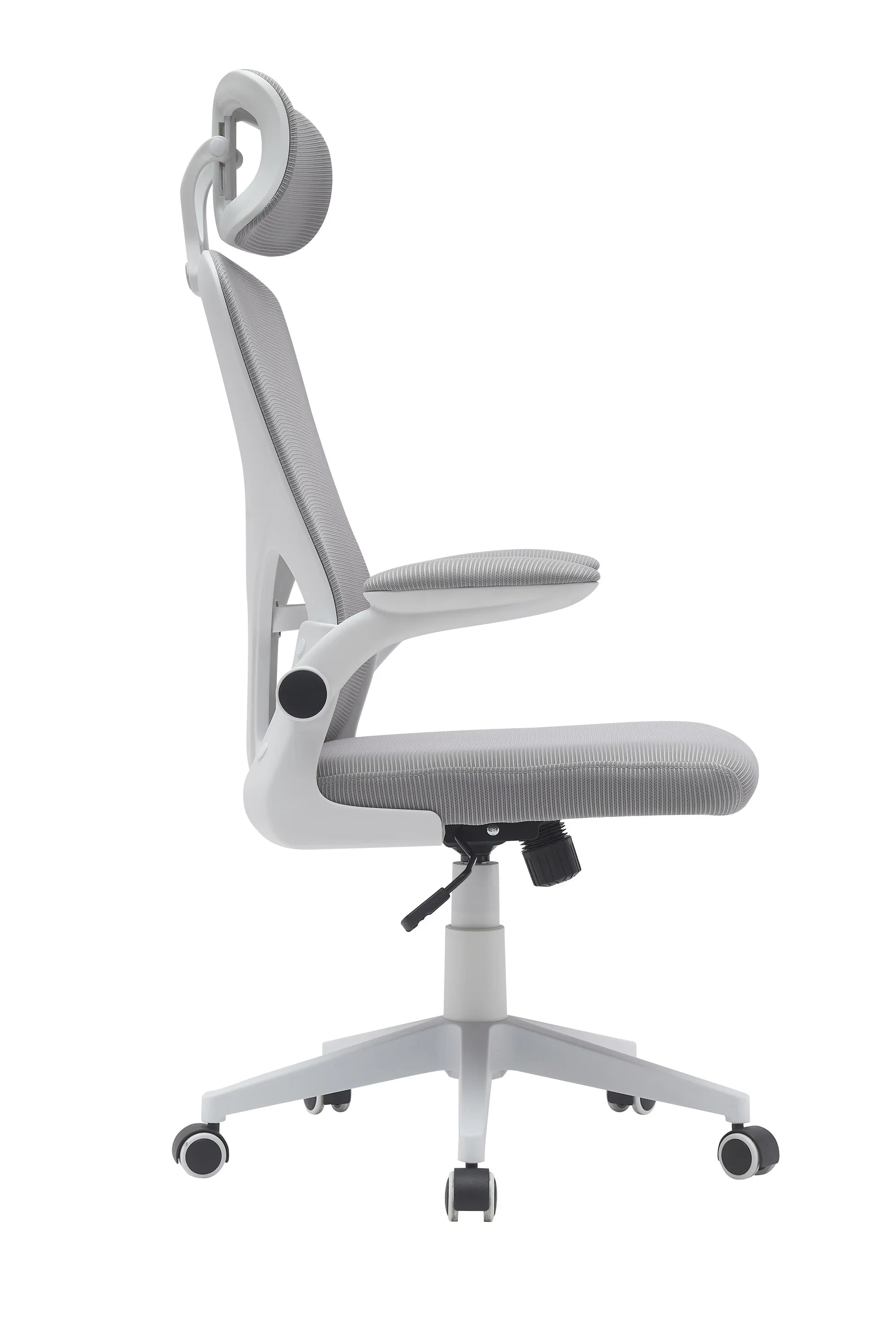 Modern ergonomic office chair with mesh back, adjustable armrests, headrest and caster wheels